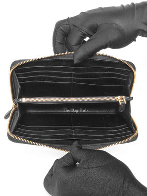 Prada Black Leather Vitello Move Zip Around Long Wallet 1ML506