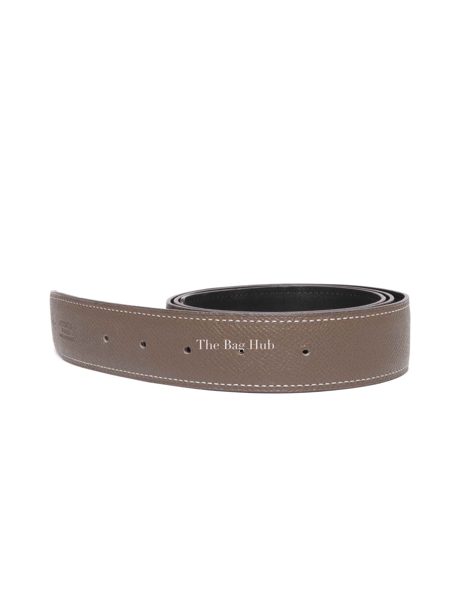 Hermes Noir/Etoupe Togo/Calfskin Reversible Belt Strap Size 90