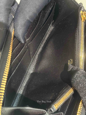 Prada Black Leather Vitello Move Zip Around Long Wallet 1ML506