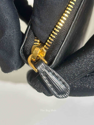 Prada Black Leather Vitello Move Zip Around Long Wallet 1ML506