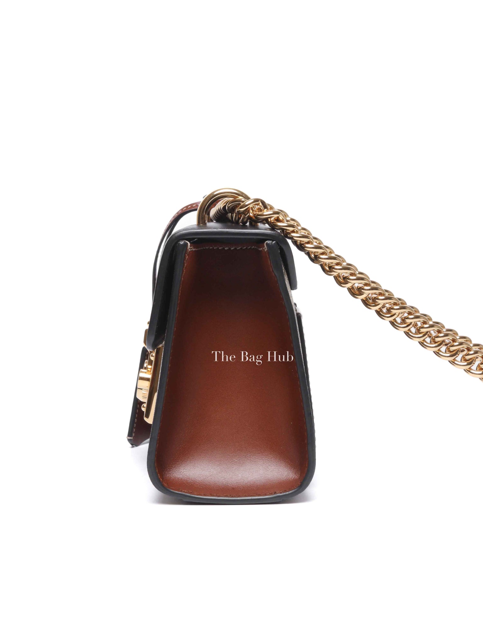 Gucci Black/Beige GG Supreme Monogram Calfskin Small Padlock Shoulder Bag