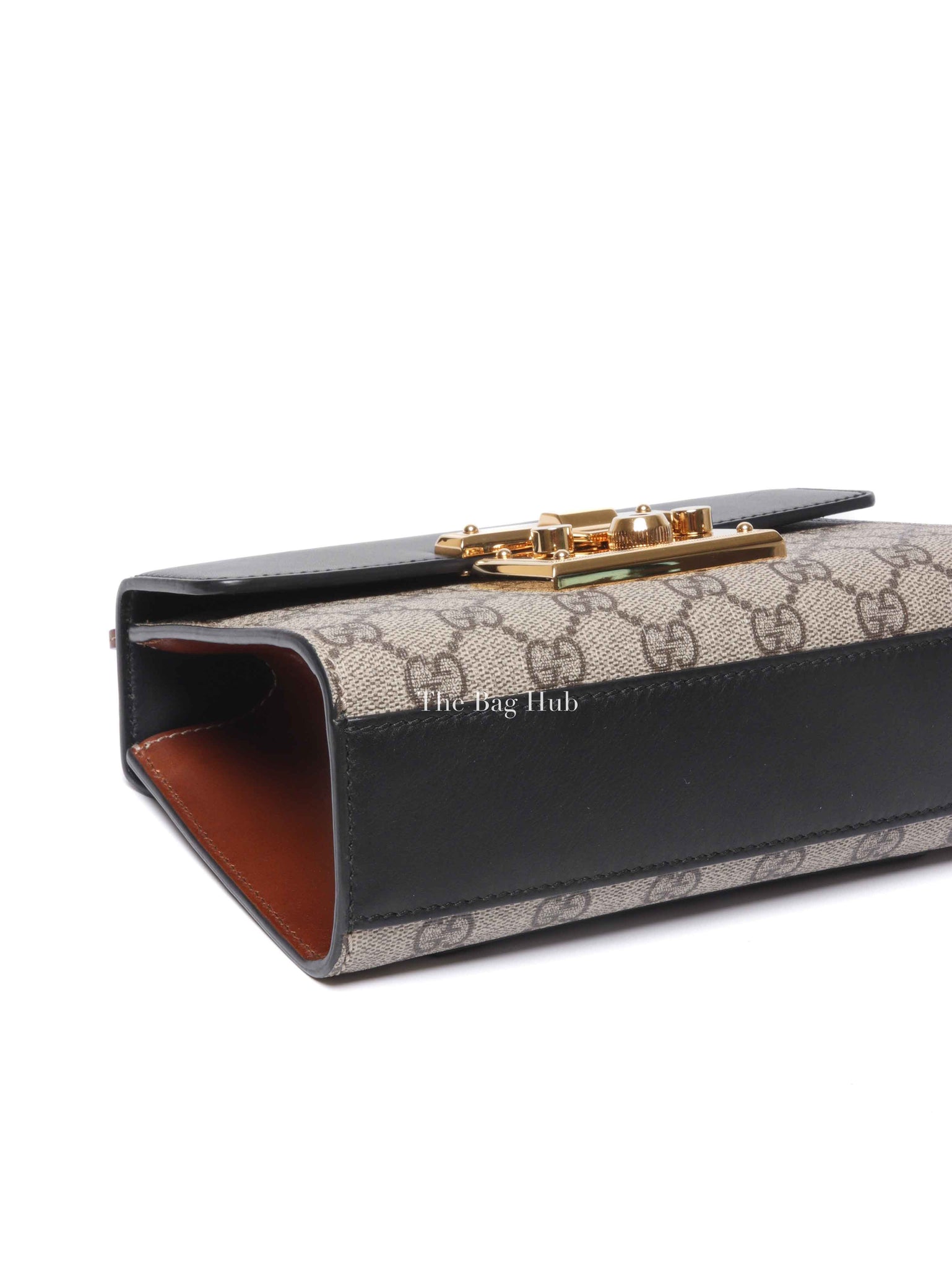 Gucci Black/Beige GG Supreme Monogram Calfskin Small Padlock Shoulder Bag