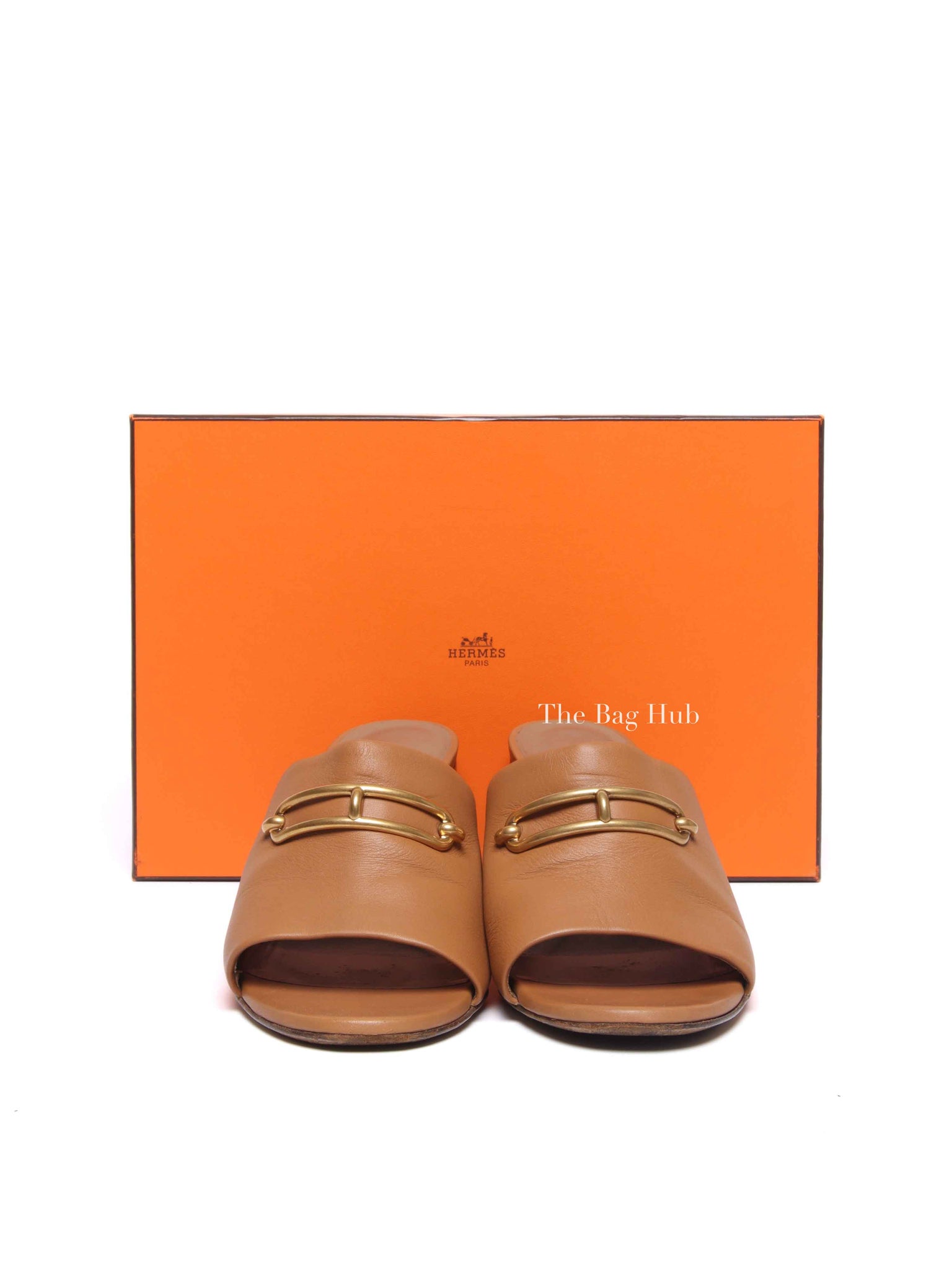 Hermes Beige Dore Leather Camilla Mules Size 39.5