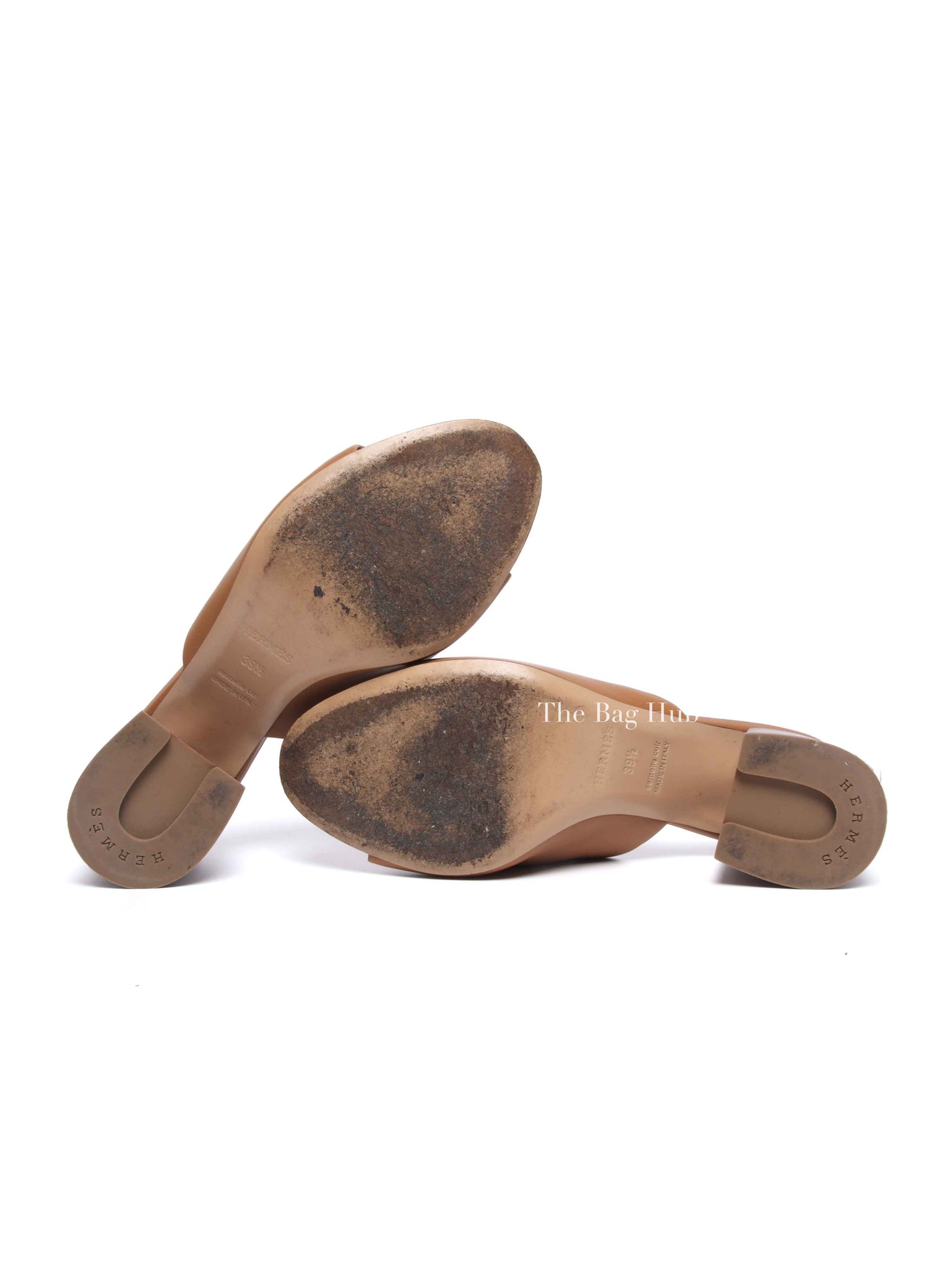 Hermes Beige Dore Leather Camilla Mules Size 39.5