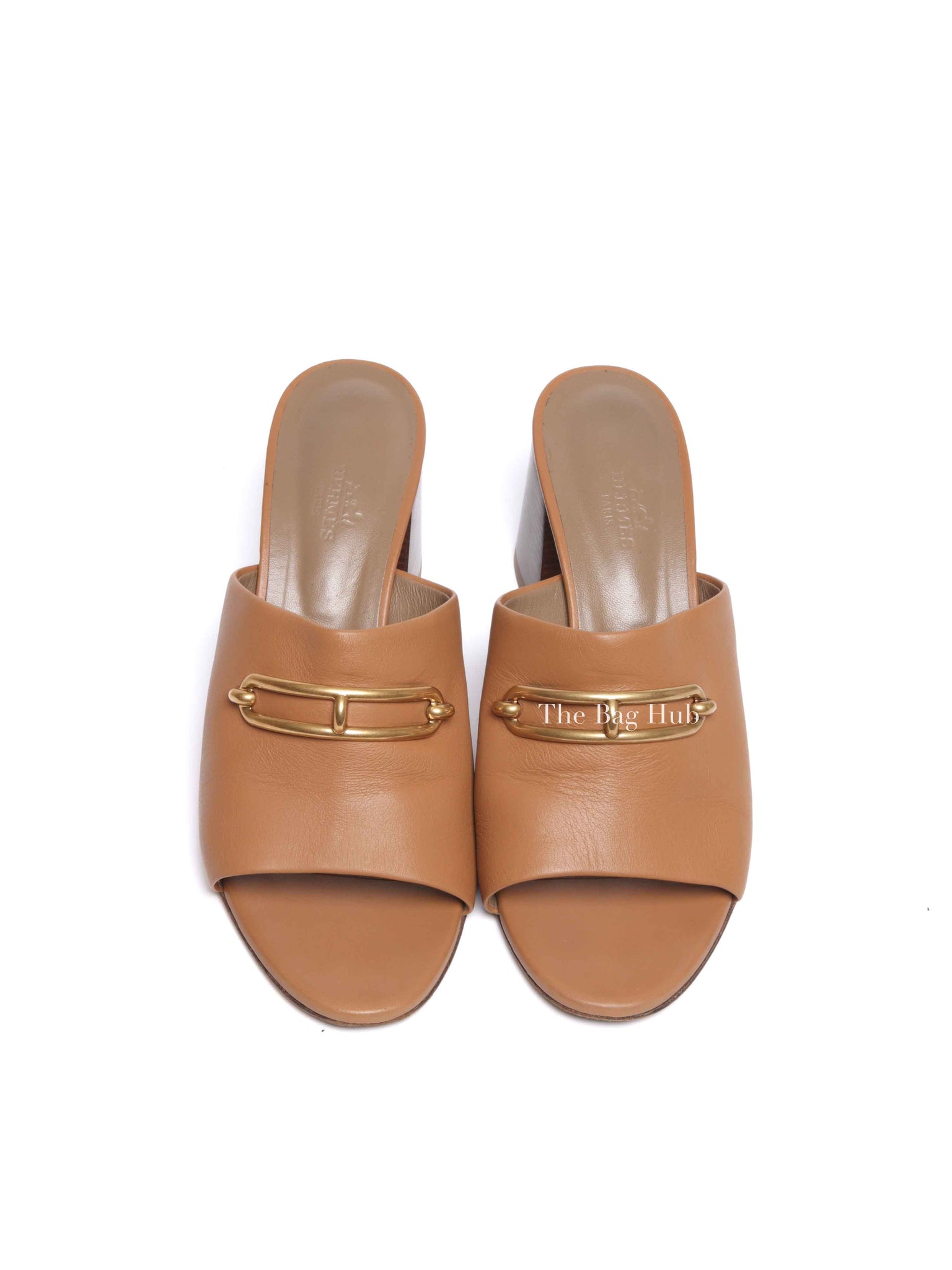 Hermes Beige Dore Leather Camilla Mules Size 39.5