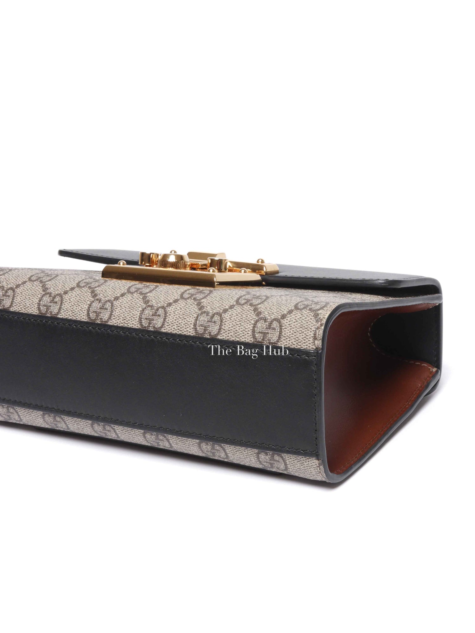 Gucci Black/Beige GG Supreme Monogram Calfskin Small Padlock Shoulder Bag