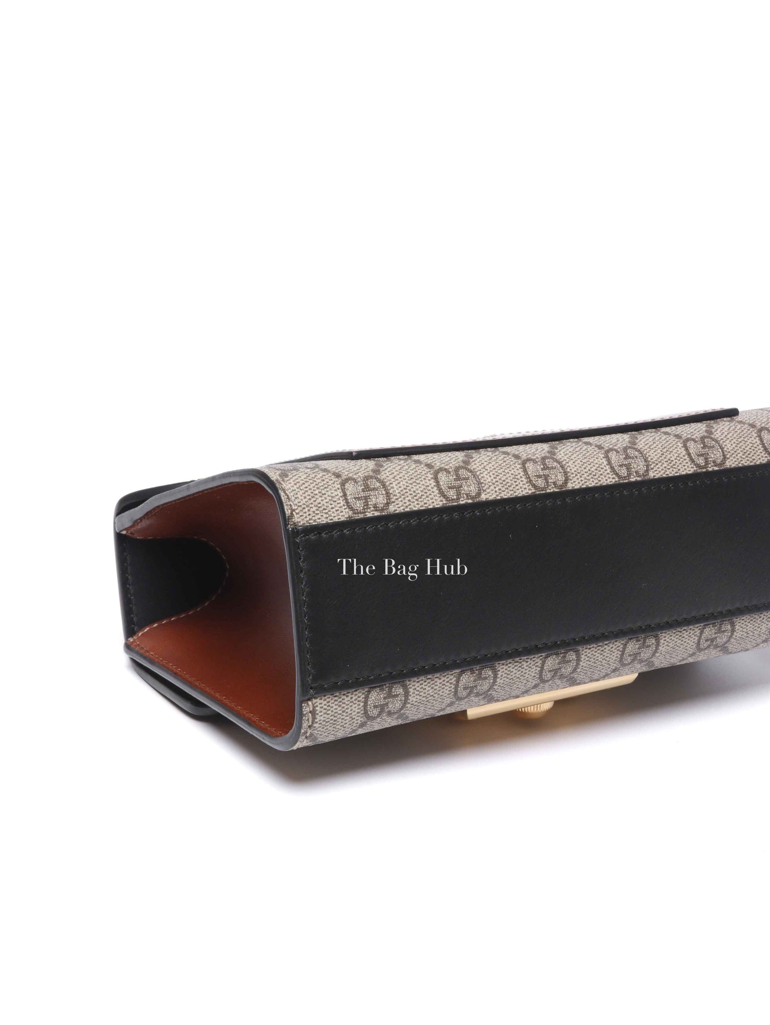 Gucci Black/Beige GG Supreme Monogram Calfskin Small Padlock Shoulder Bag