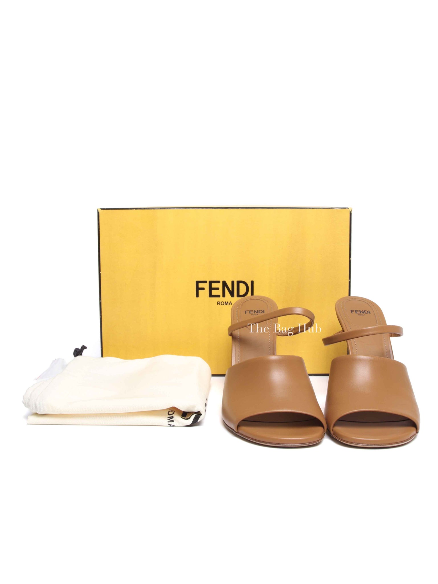 Fendi Caramel Leather Fendi First Slide Sandals Size 37.5