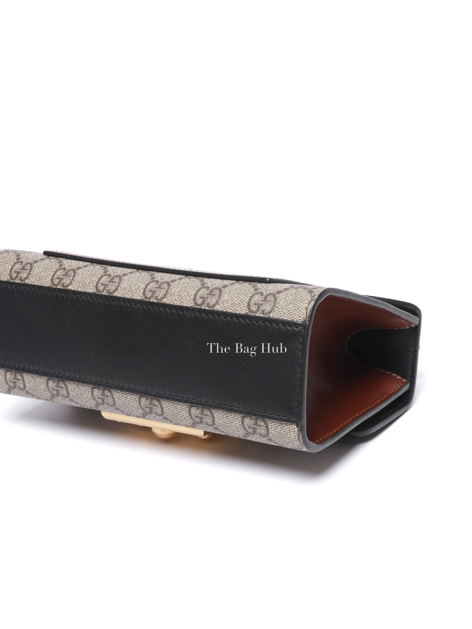 Gucci Black/Beige GG Supreme Monogram Calfskin Small Padlock Shoulder Bag