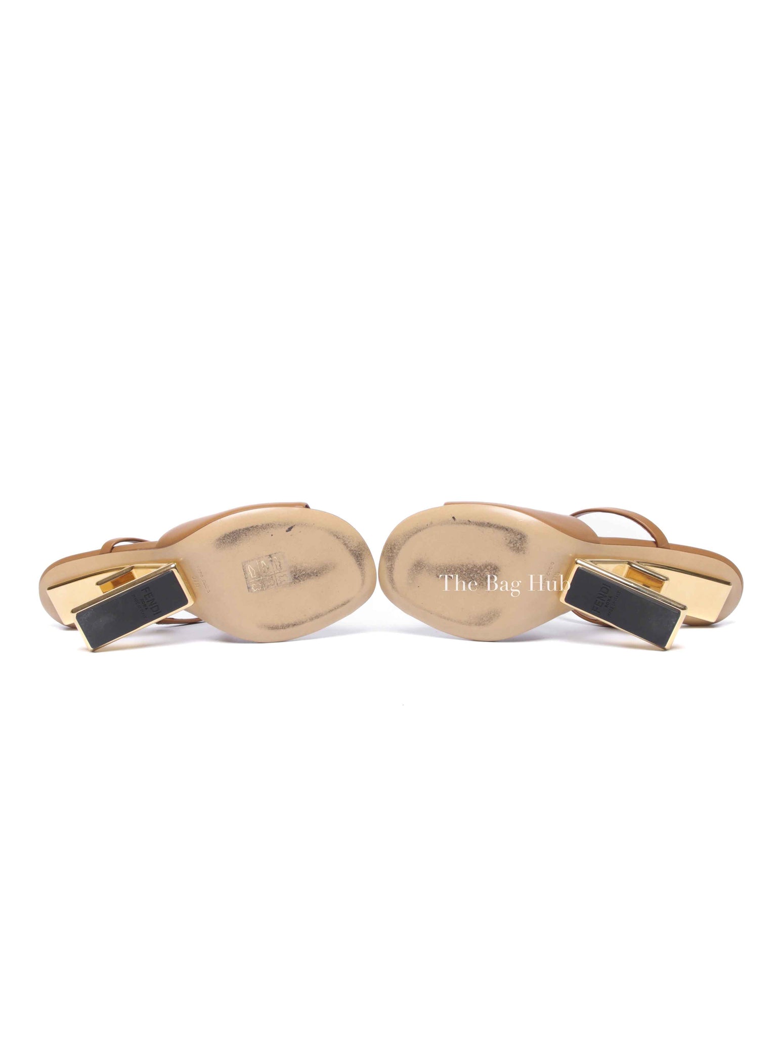 Fendi Caramel Leather Fendi First Slide Sandals Size 37.5