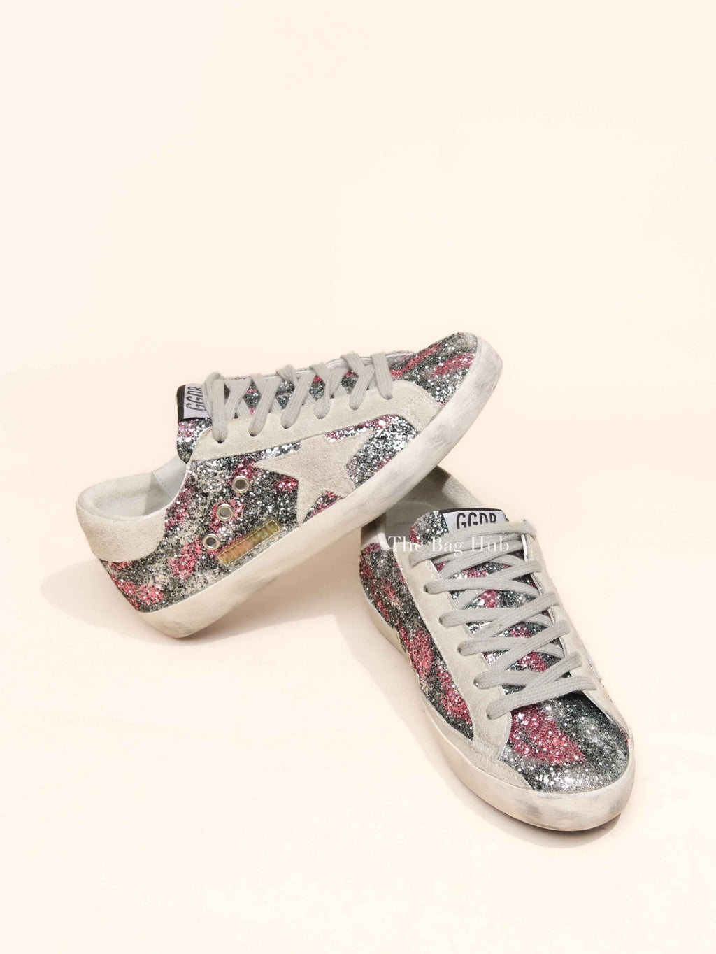 Golden Goose Gray/Pink/Blue Glitter Superstar Shoes Size 36