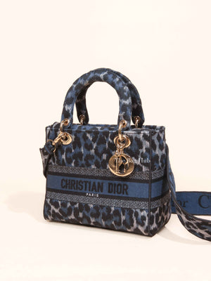 Dior Blue Canvas Mizza Embroidered Medium Lady D-Lite Bag