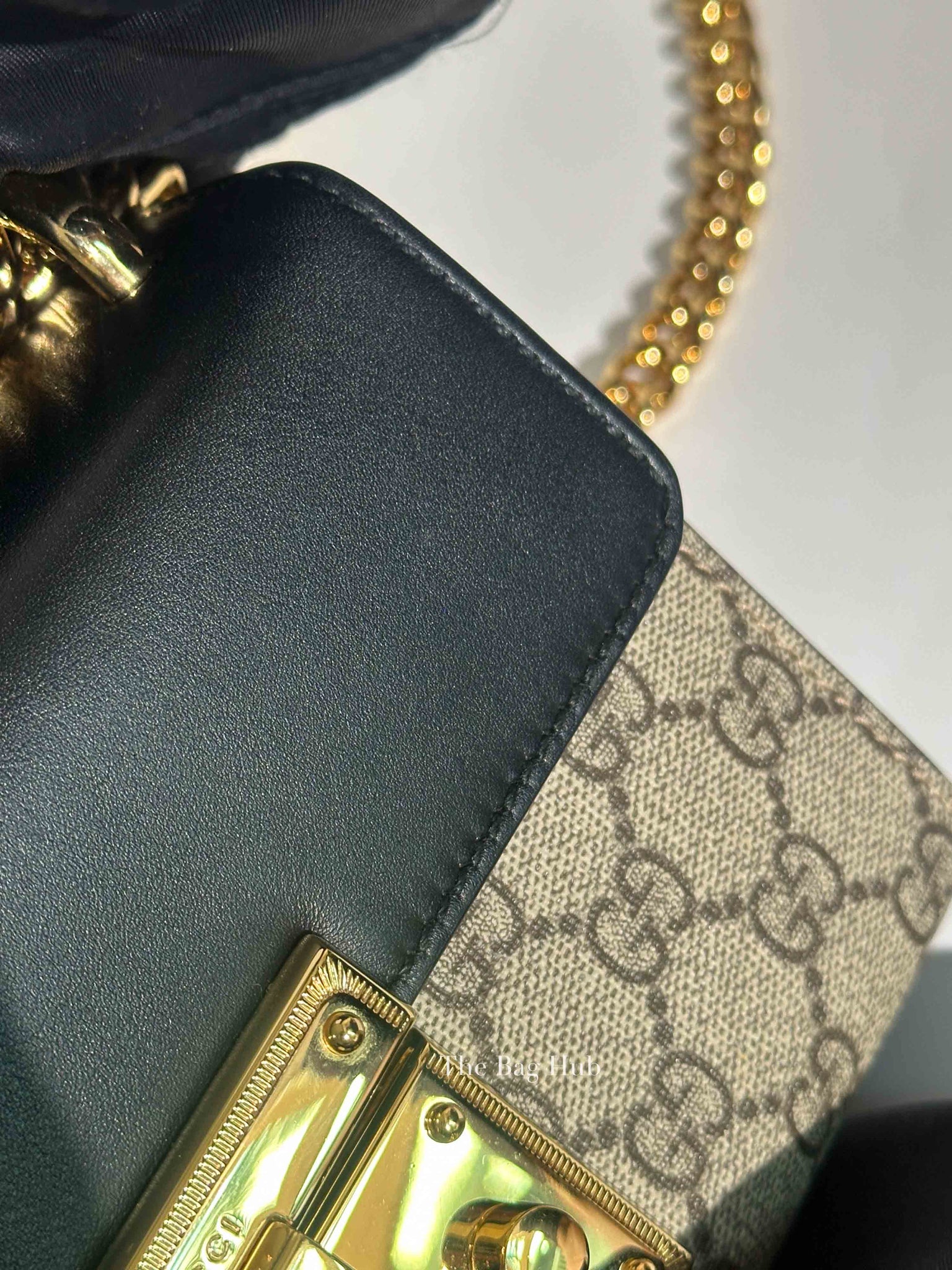 Gucci Black/Beige GG Supreme Monogram Calfskin Small Padlock Shoulder Bag