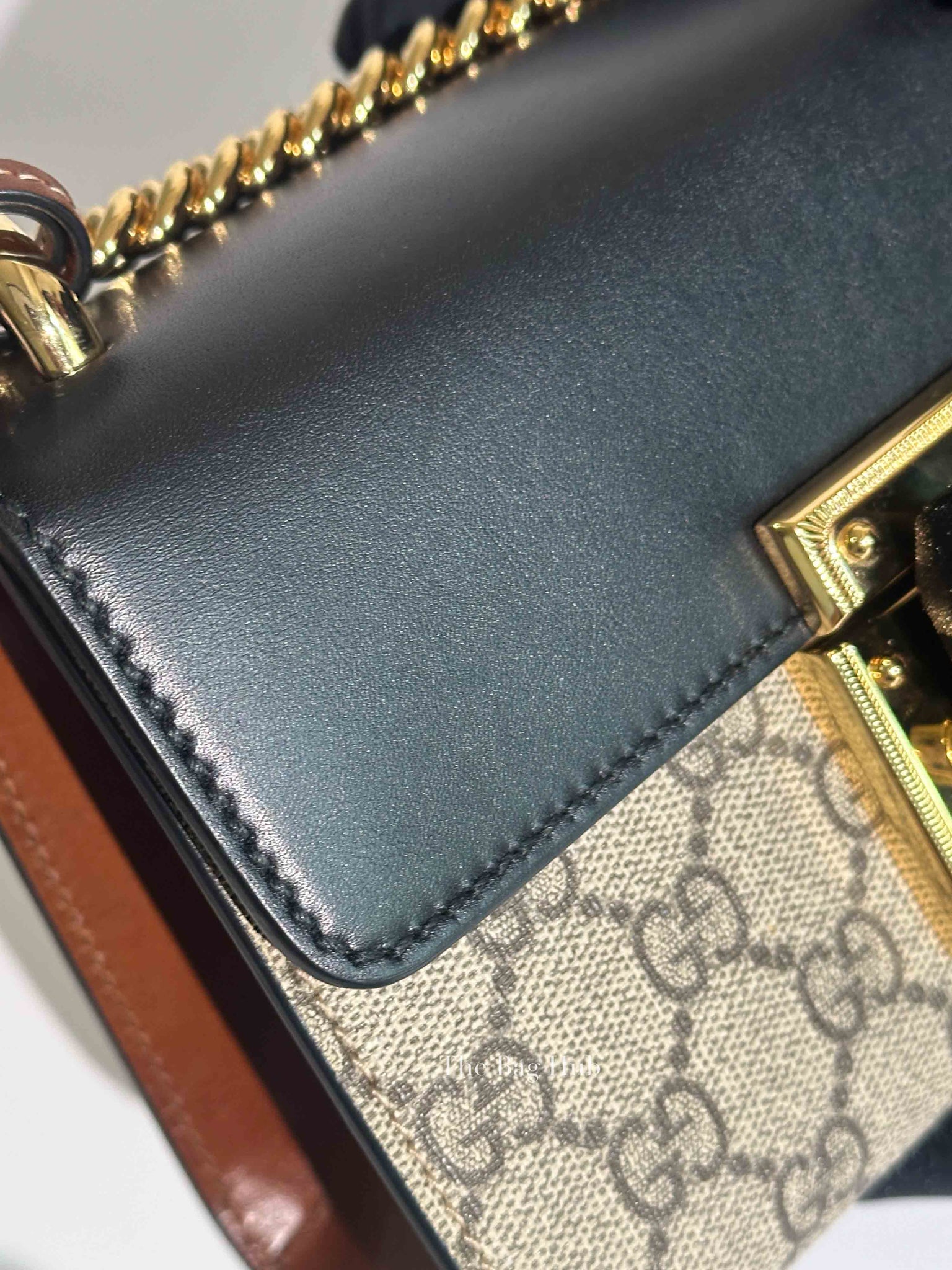 Gucci Black/Beige GG Supreme Monogram Calfskin Small Padlock Shoulder Bag