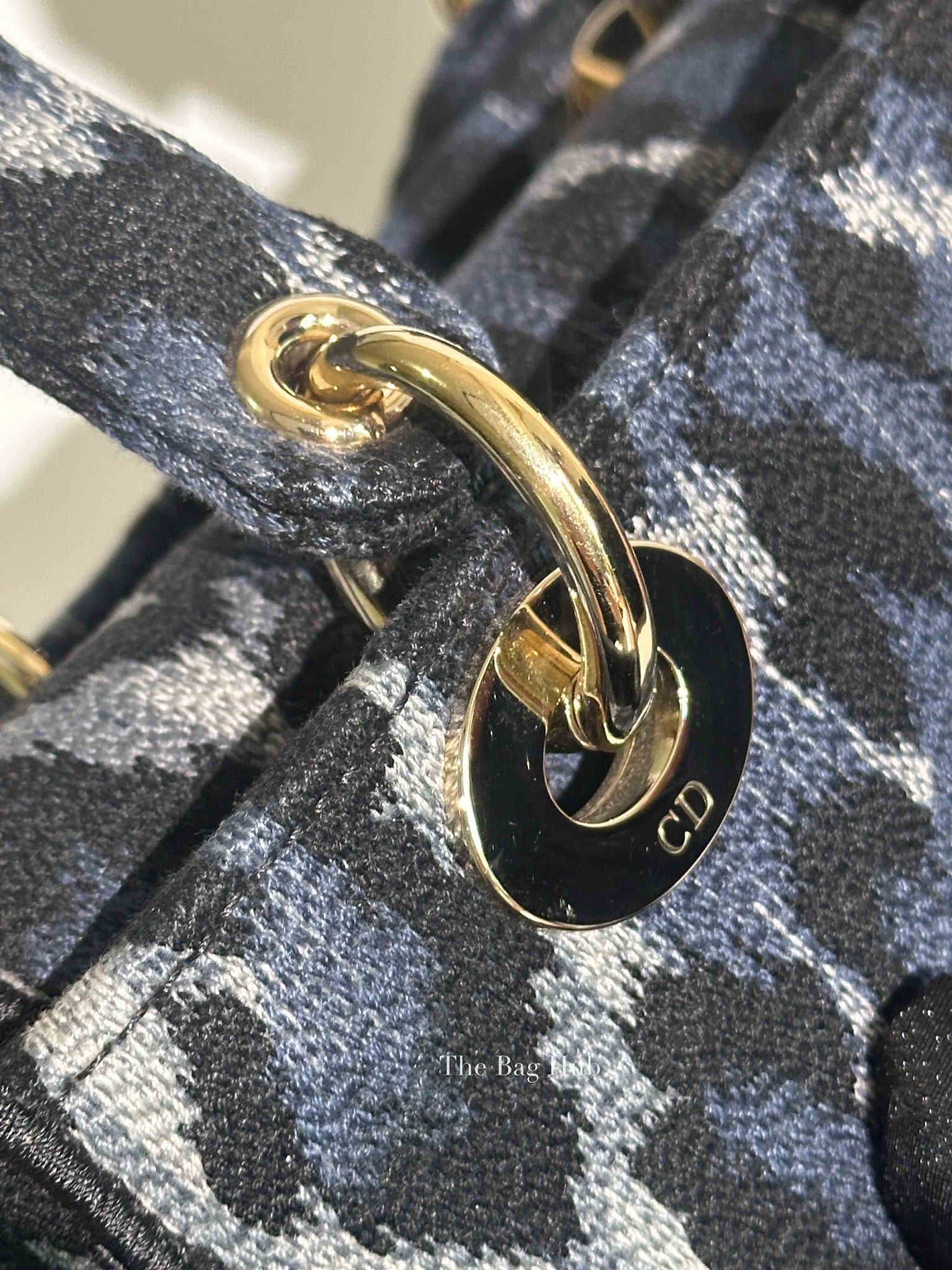 Dior Blue Canvas Mizza Embroidered Medium Lady D-Lite Bag