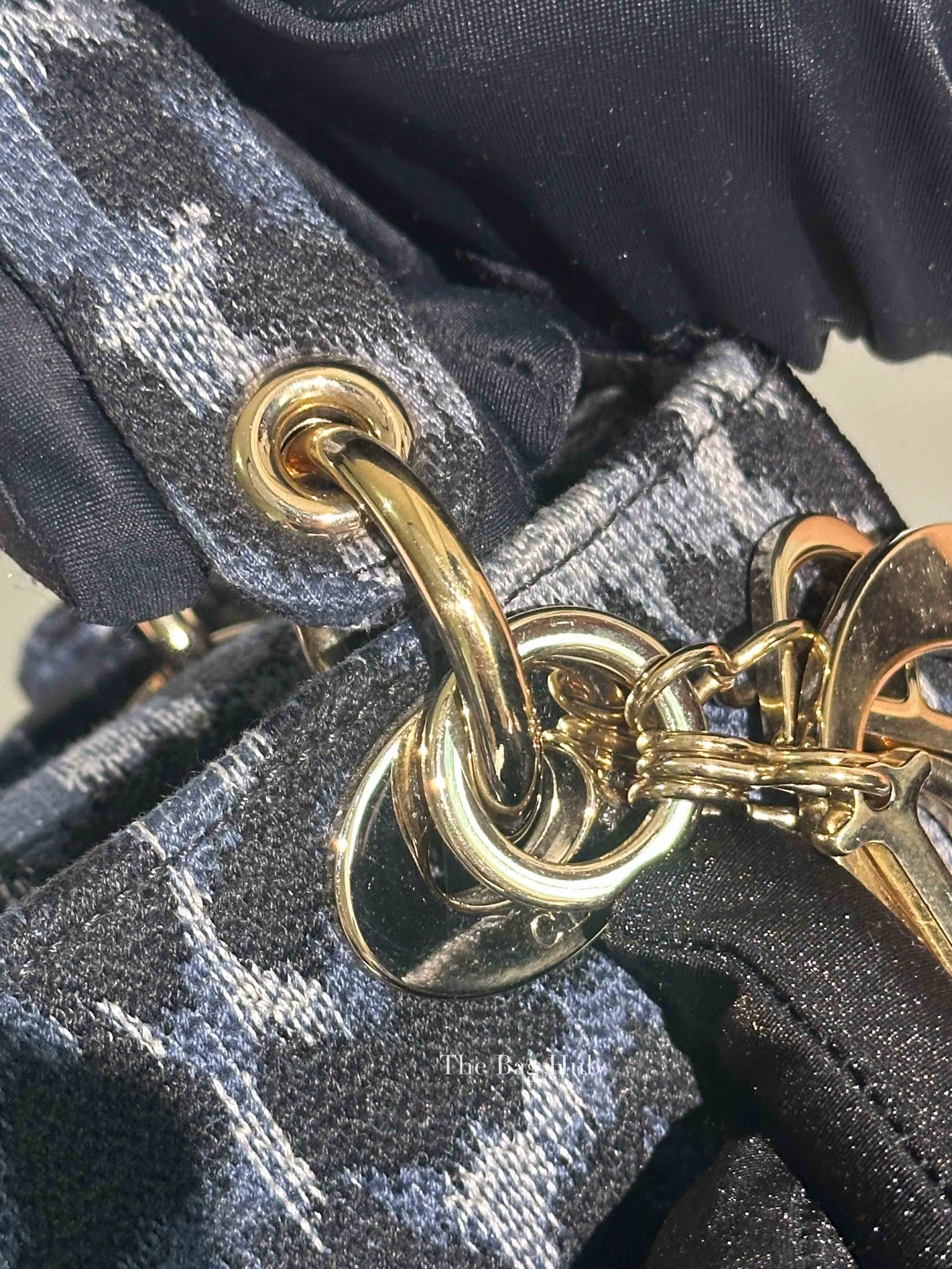 Dior Blue Canvas Mizza Embroidered Medium Lady D-Lite Bag