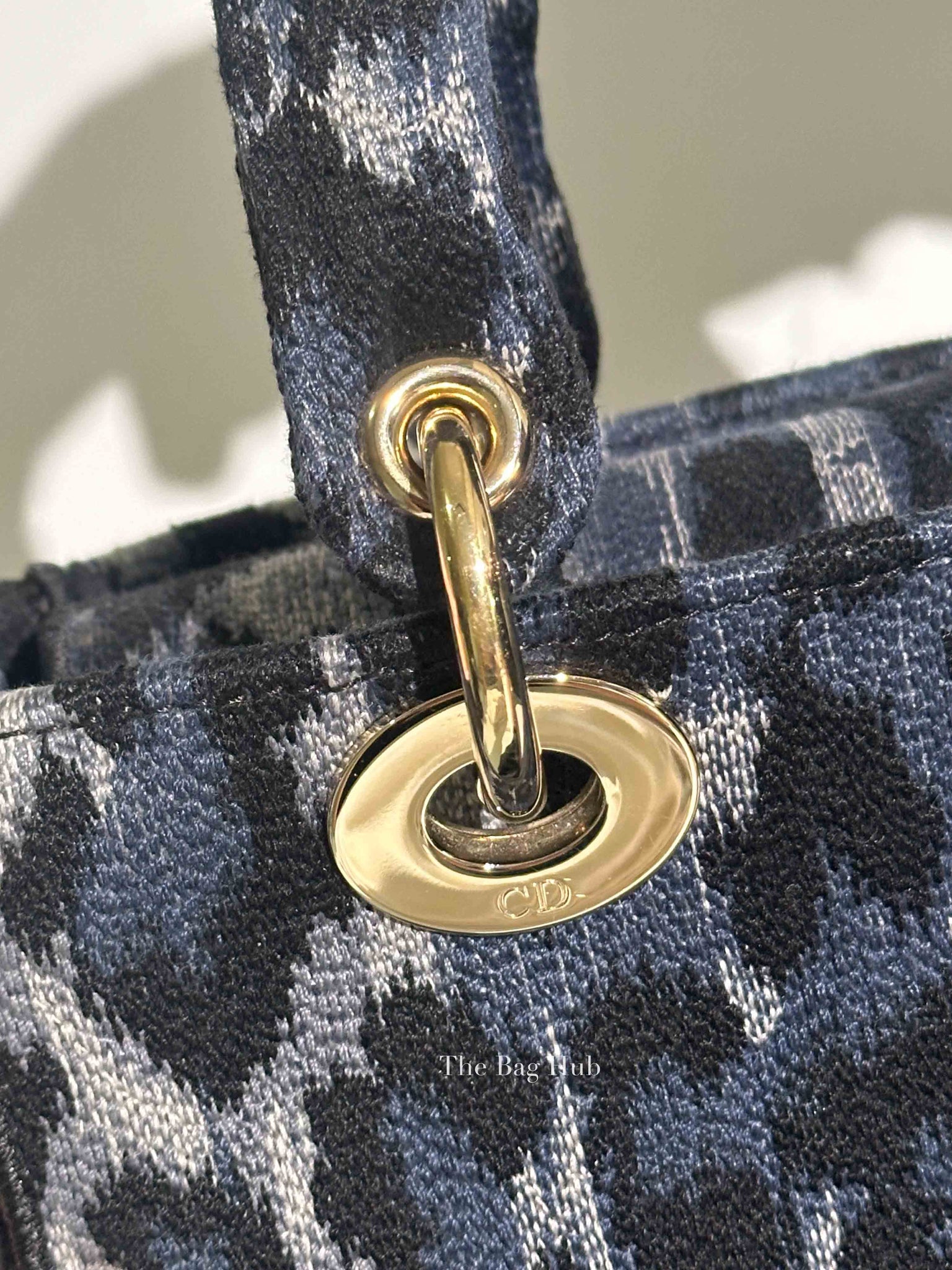 Dior Blue Canvas Mizza Embroidered Medium Lady D-Lite Bag