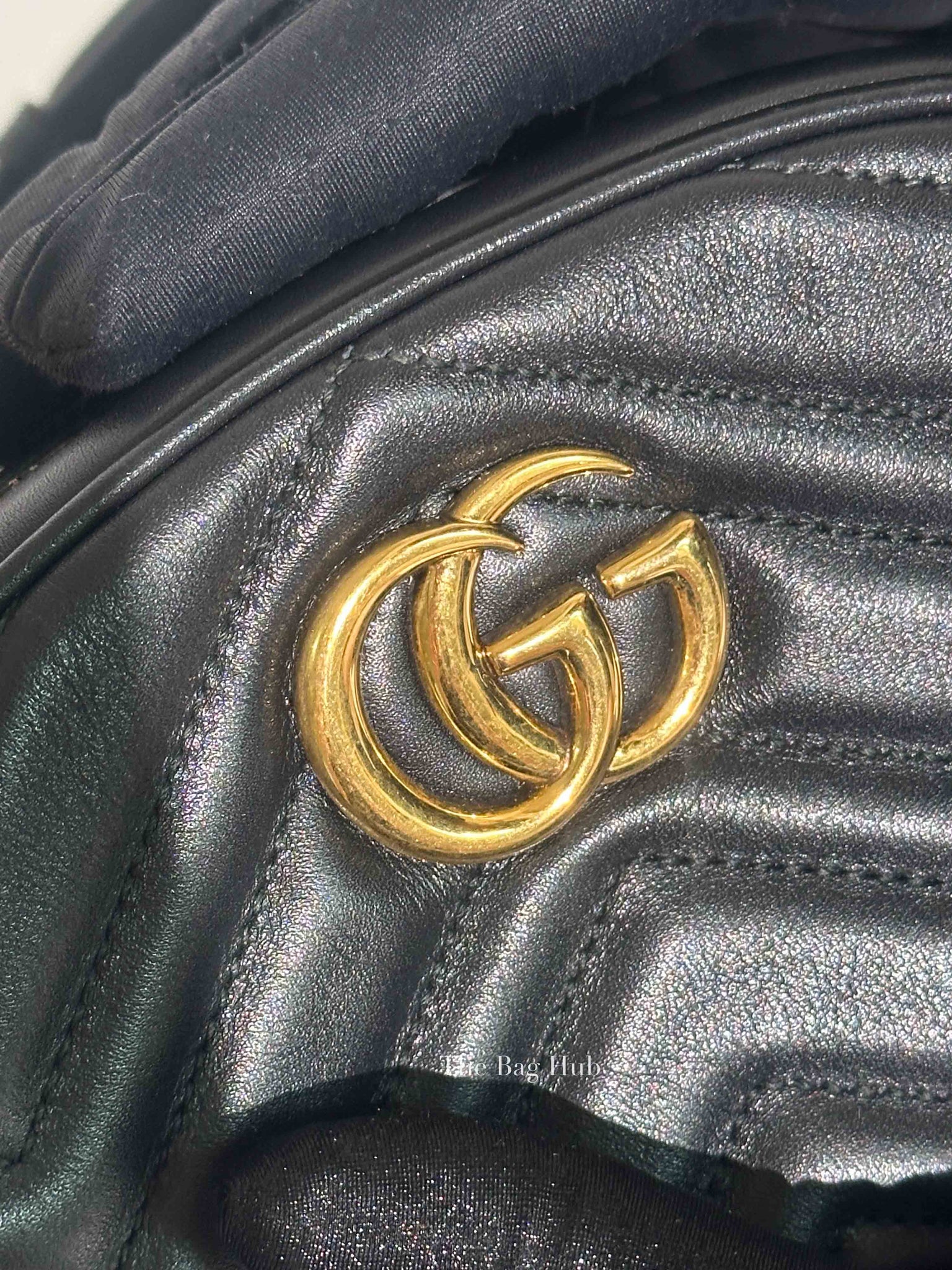 Gucci Black Leather GG Marmont Waist Belt Bag
