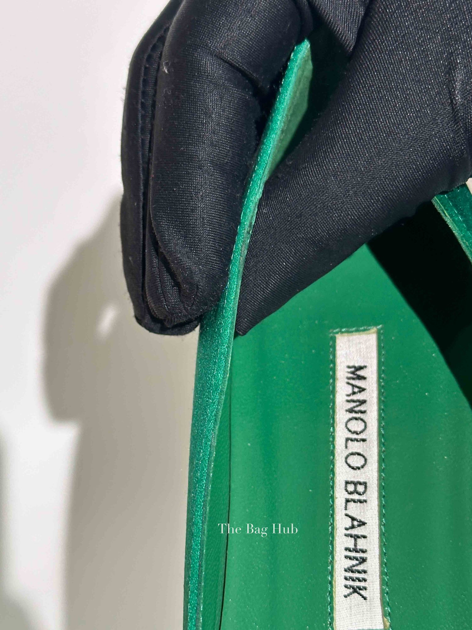 Manolo Blahnik Green Satin Jewel Buckle Flat Pumps Size 37.5