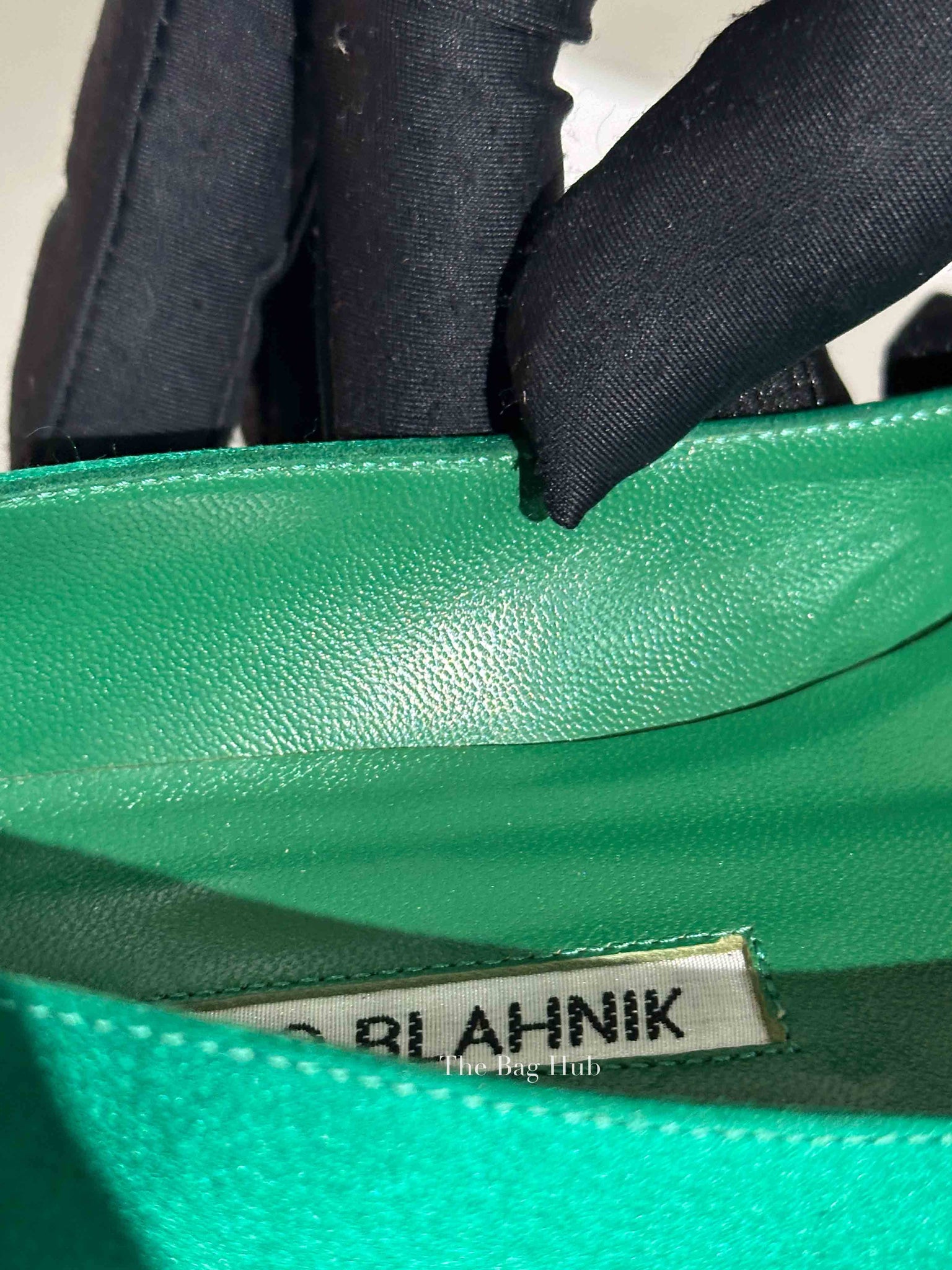 Manolo Blahnik Green Satin Jewel Buckle Flat Pumps Size 37.5