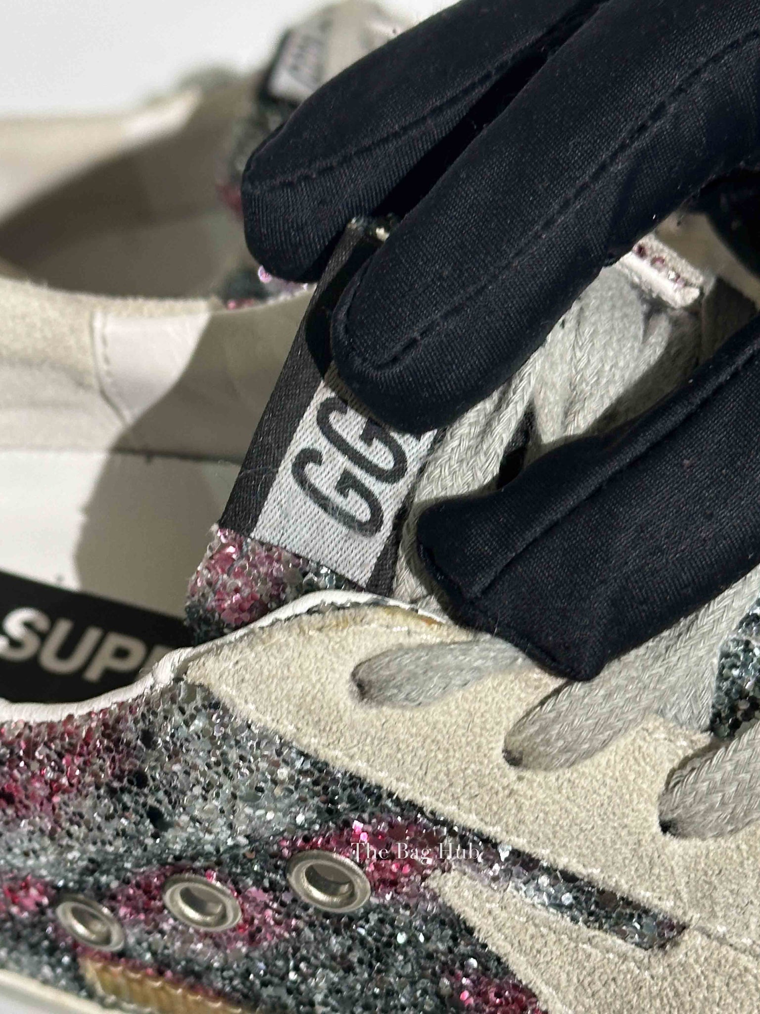 Golden Goose Gray/Pink/Blue Glitter Superstar Shoes Size 36