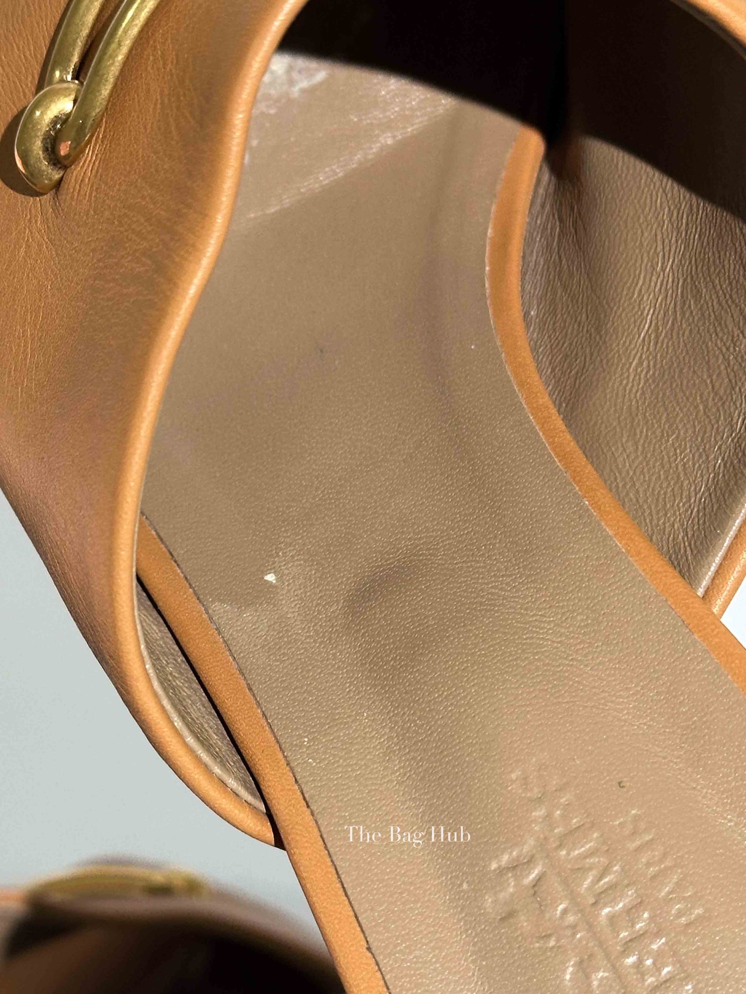 Hermes Beige Dore Leather Camilla Mules Size 39.5