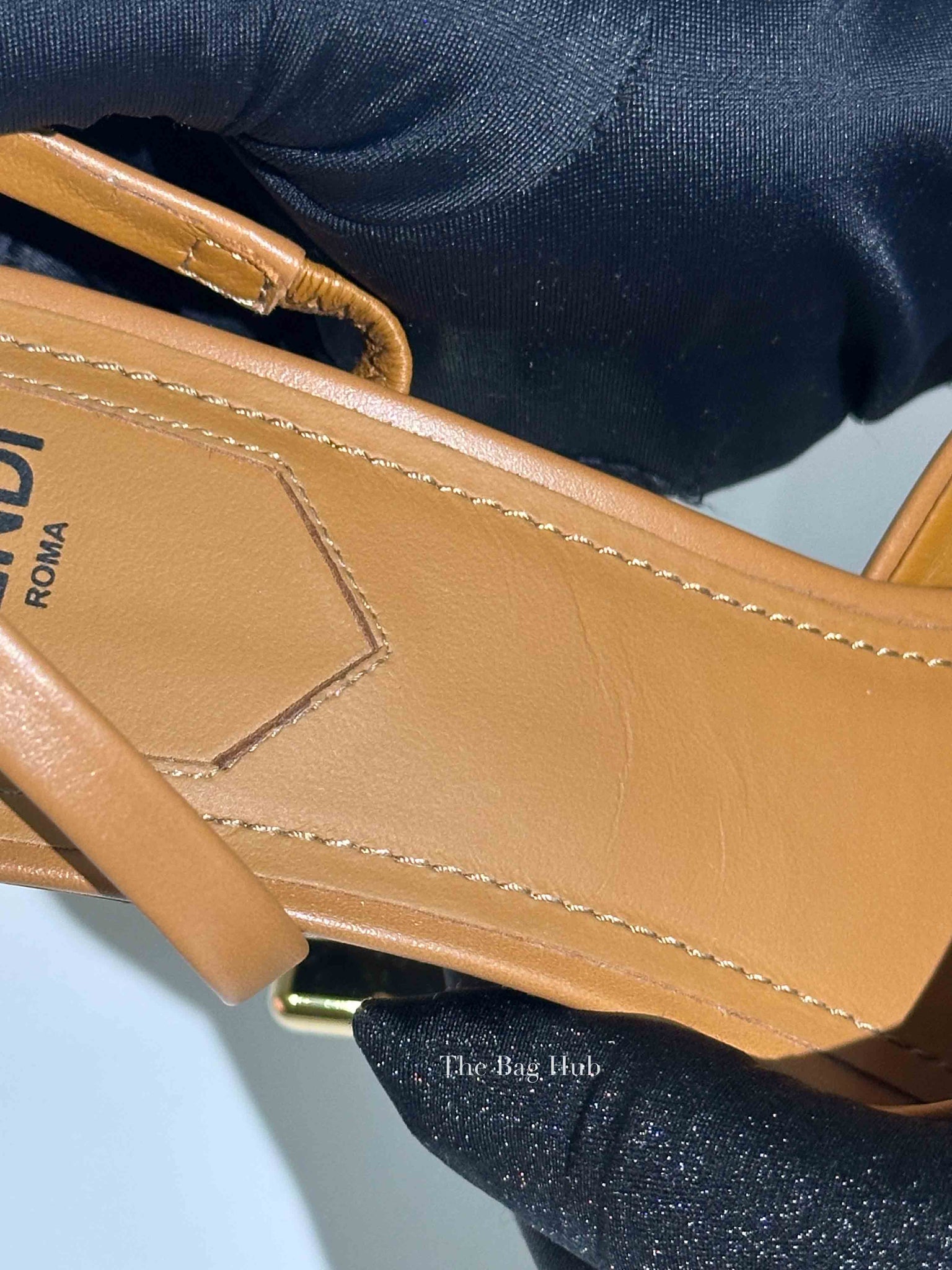 Fendi Caramel Leather Fendi First Slide Sandals Size 37.5