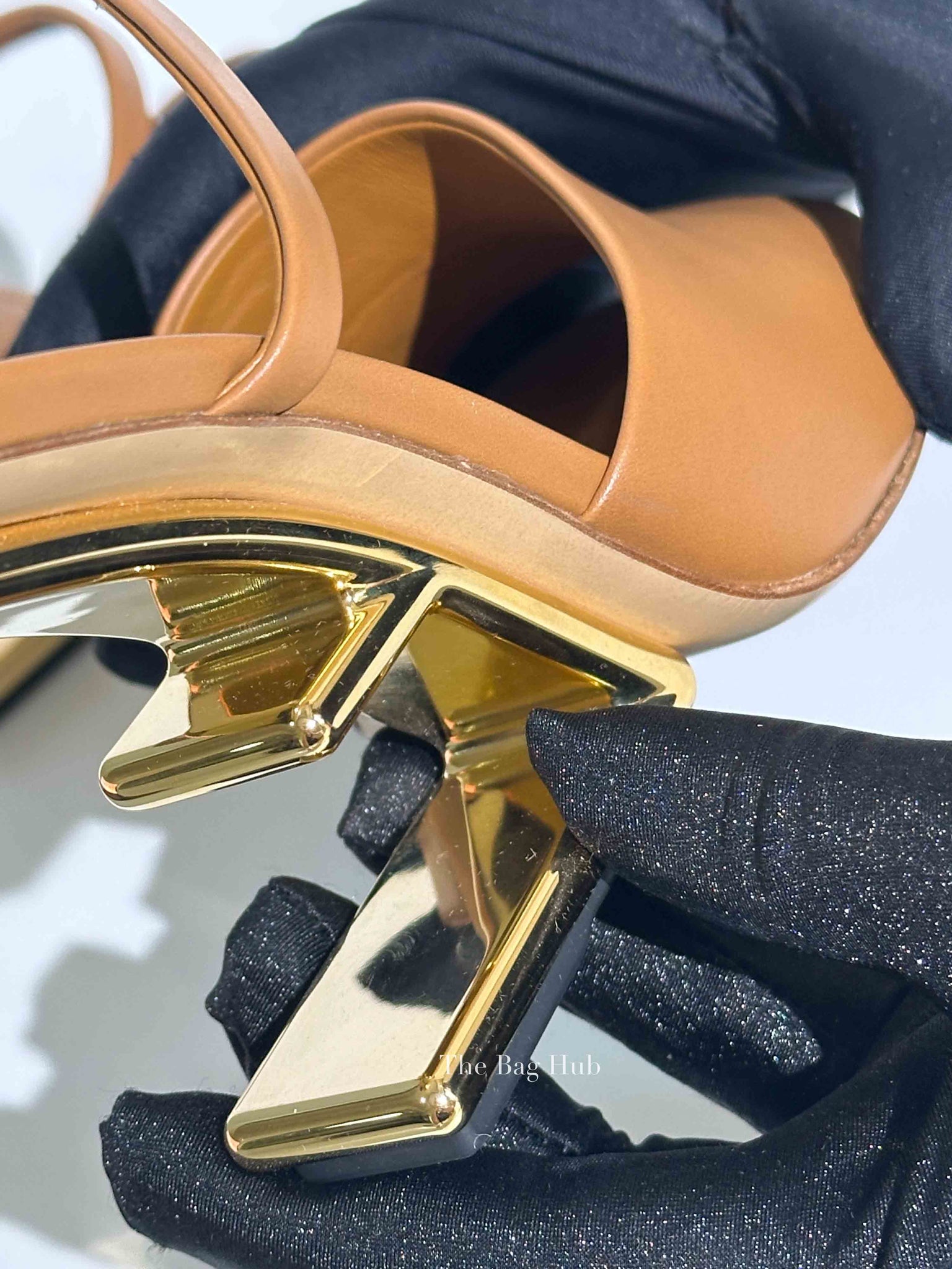 Fendi Caramel Leather Fendi First Slide Sandals Size 37.5