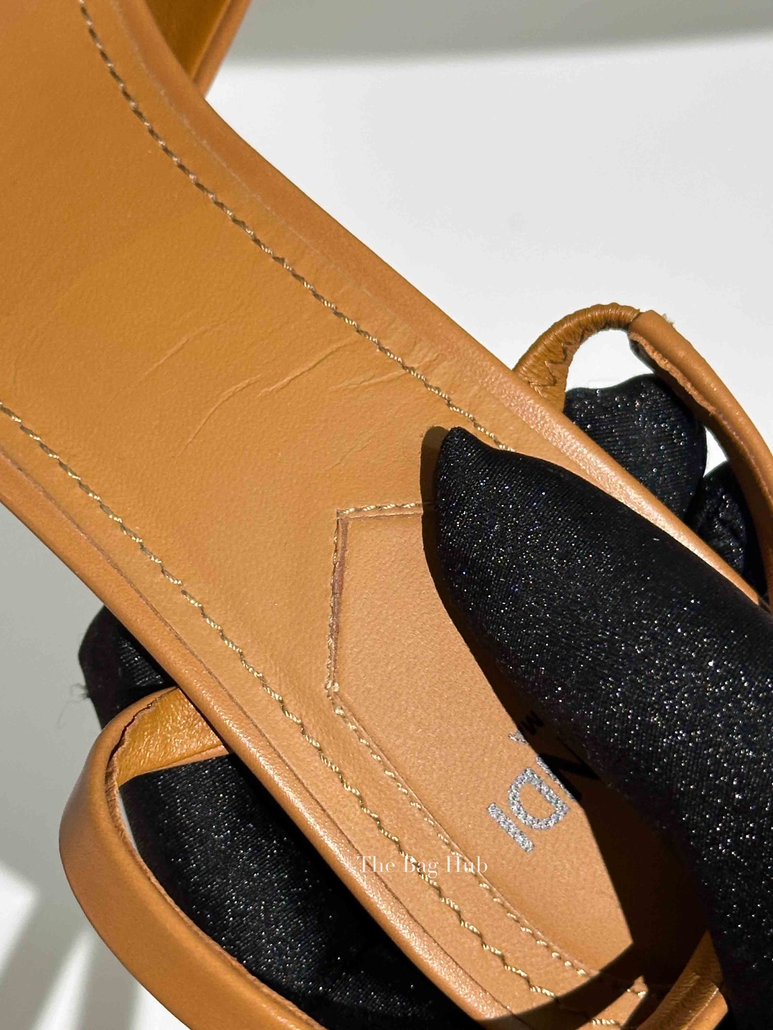 Fendi Caramel Leather Fendi First Slide Sandals Size 37.5