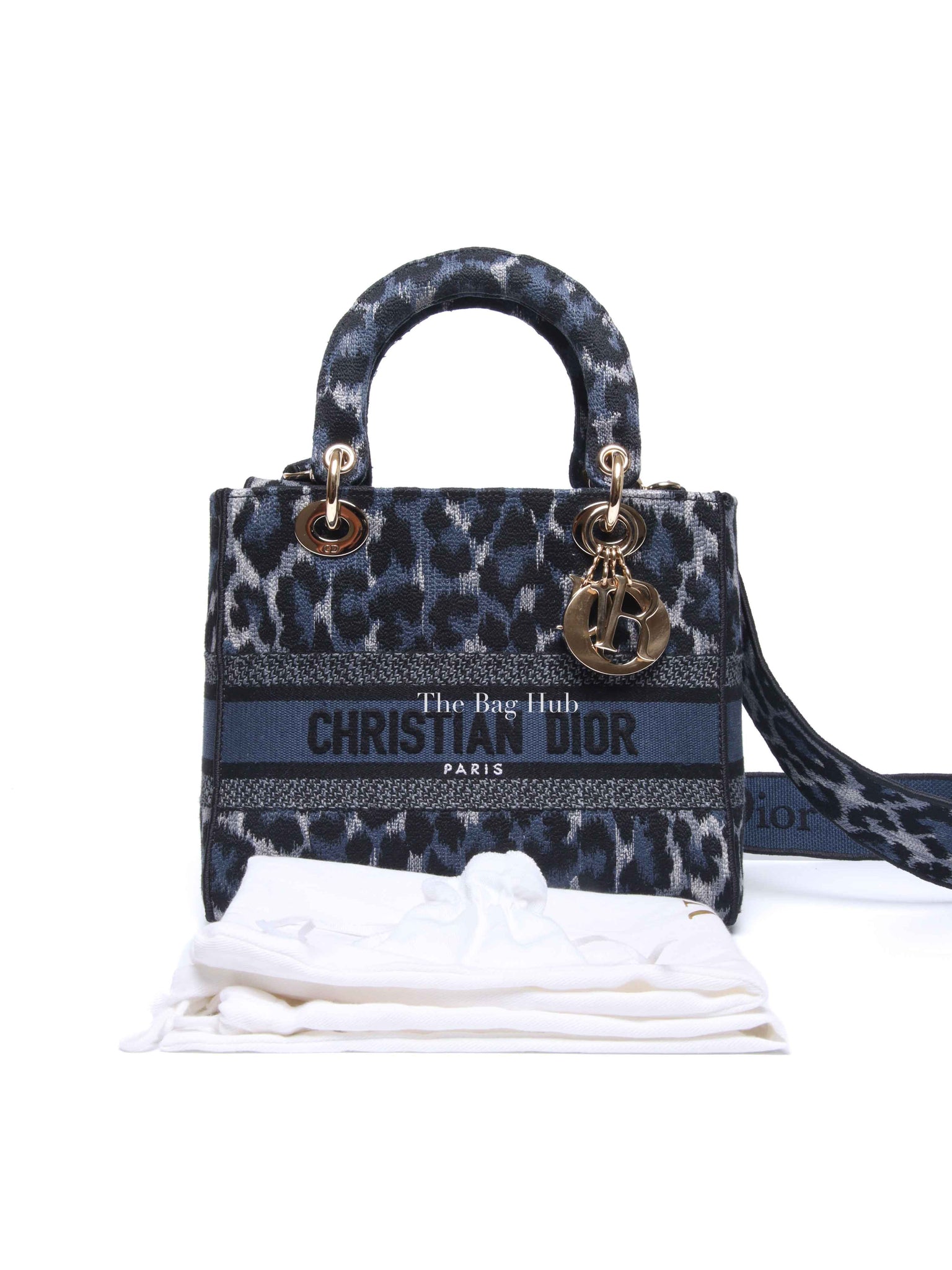 Dior Blue Canvas Mizza Embroidered Medium Lady D-Lite Bag