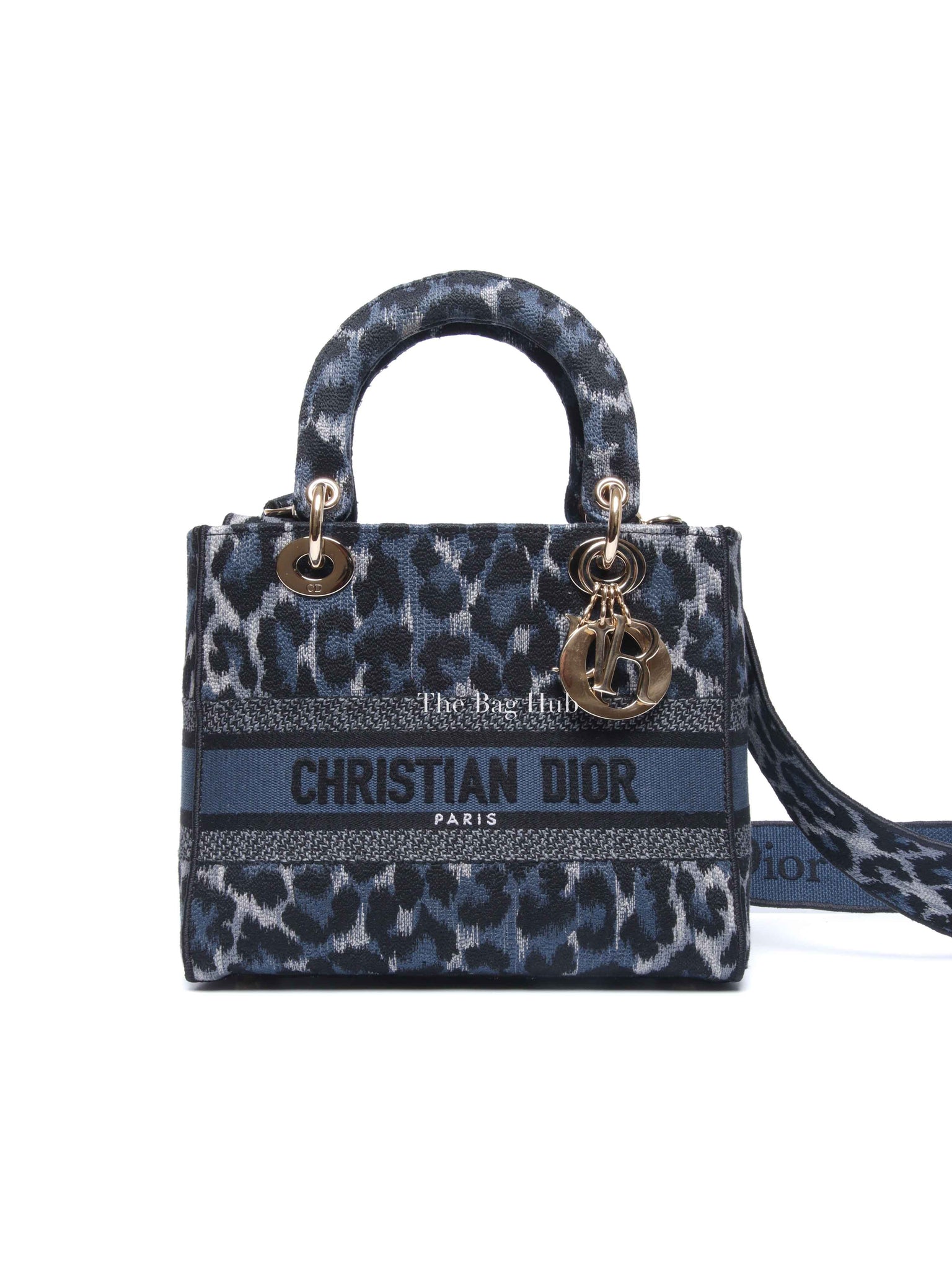 Dior Blue Canvas Mizza Embroidered Medium Lady D-Lite Bag