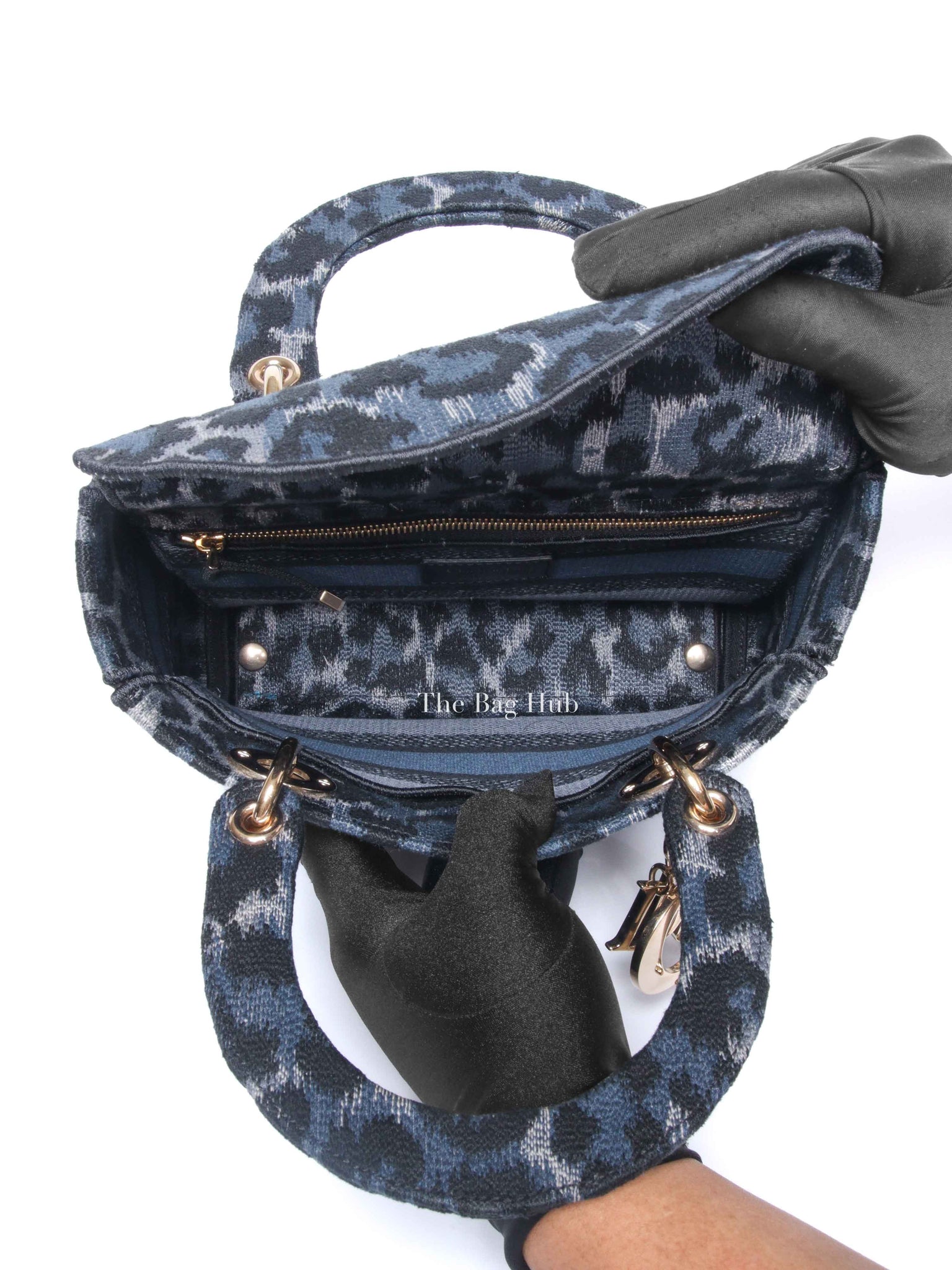 Dior Blue Canvas Mizza Embroidered Medium Lady D-Lite Bag