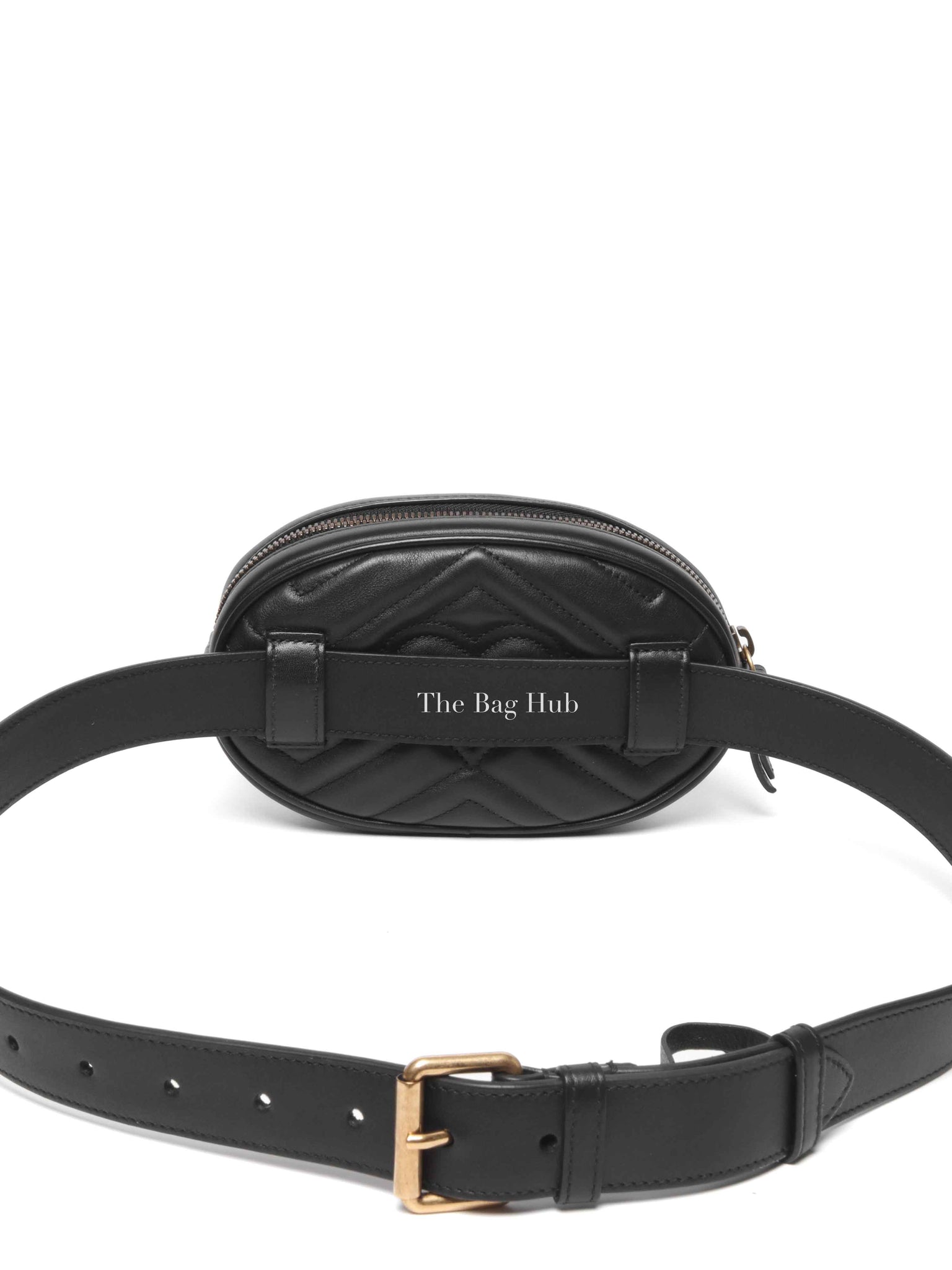 Gucci Black Leather GG Marmont Waist Belt Bag