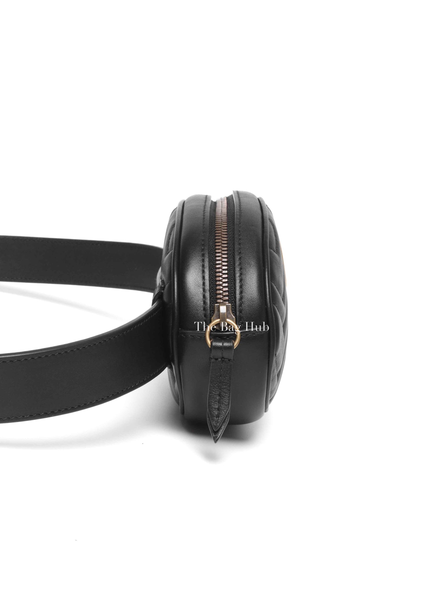 Gucci Black Leather GG Marmont Waist Belt Bag