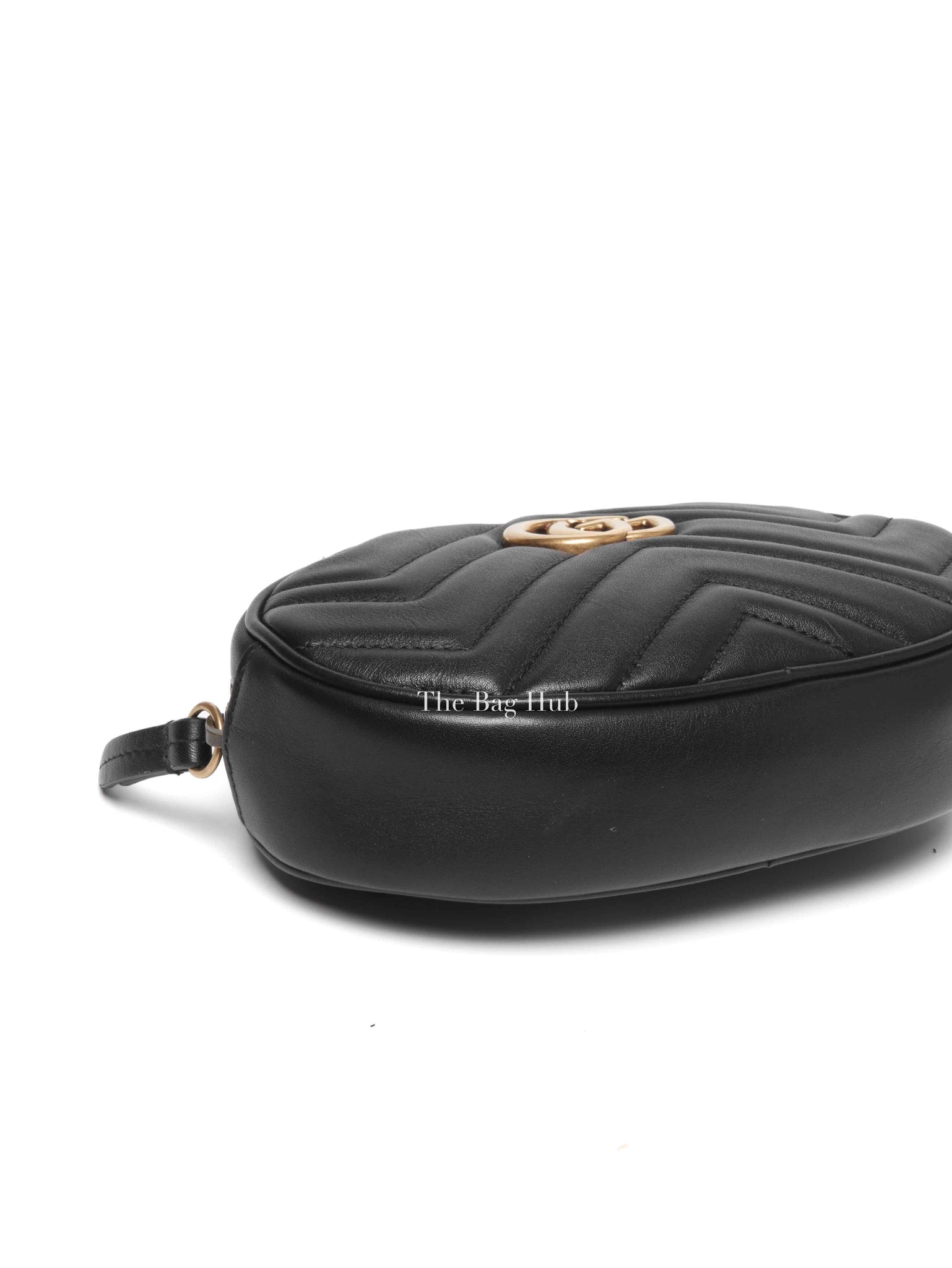 Gucci Black Leather GG Marmont Waist Belt Bag