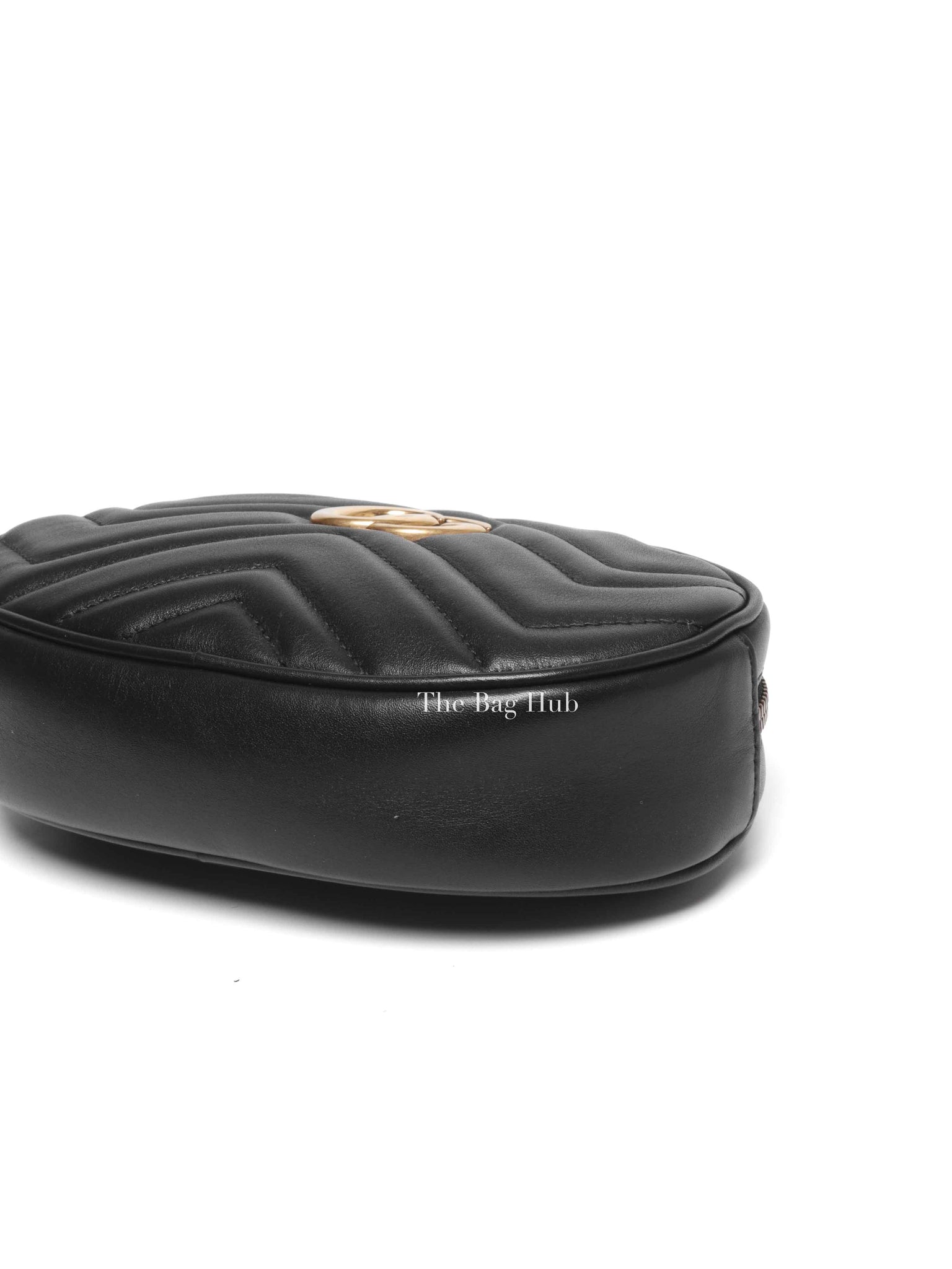 Gucci Black Leather GG Marmont Waist Belt Bag