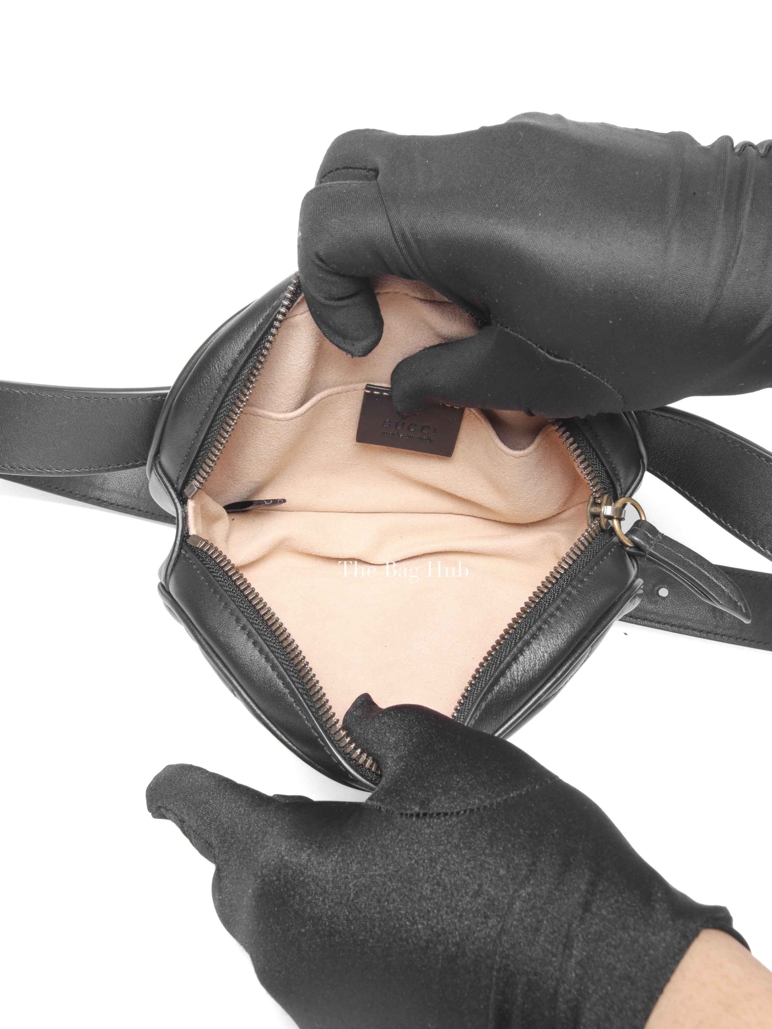 Gucci Black Leather GG Marmont Waist Belt Bag