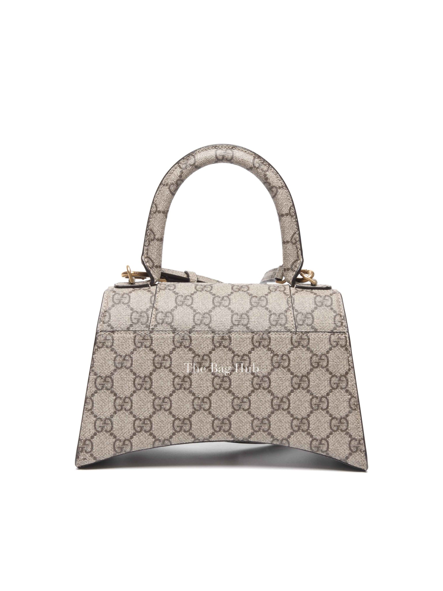 Gucci x Balenciaga Beige/Brown GG Supreme Canvas Hourglass Top Handle Bag