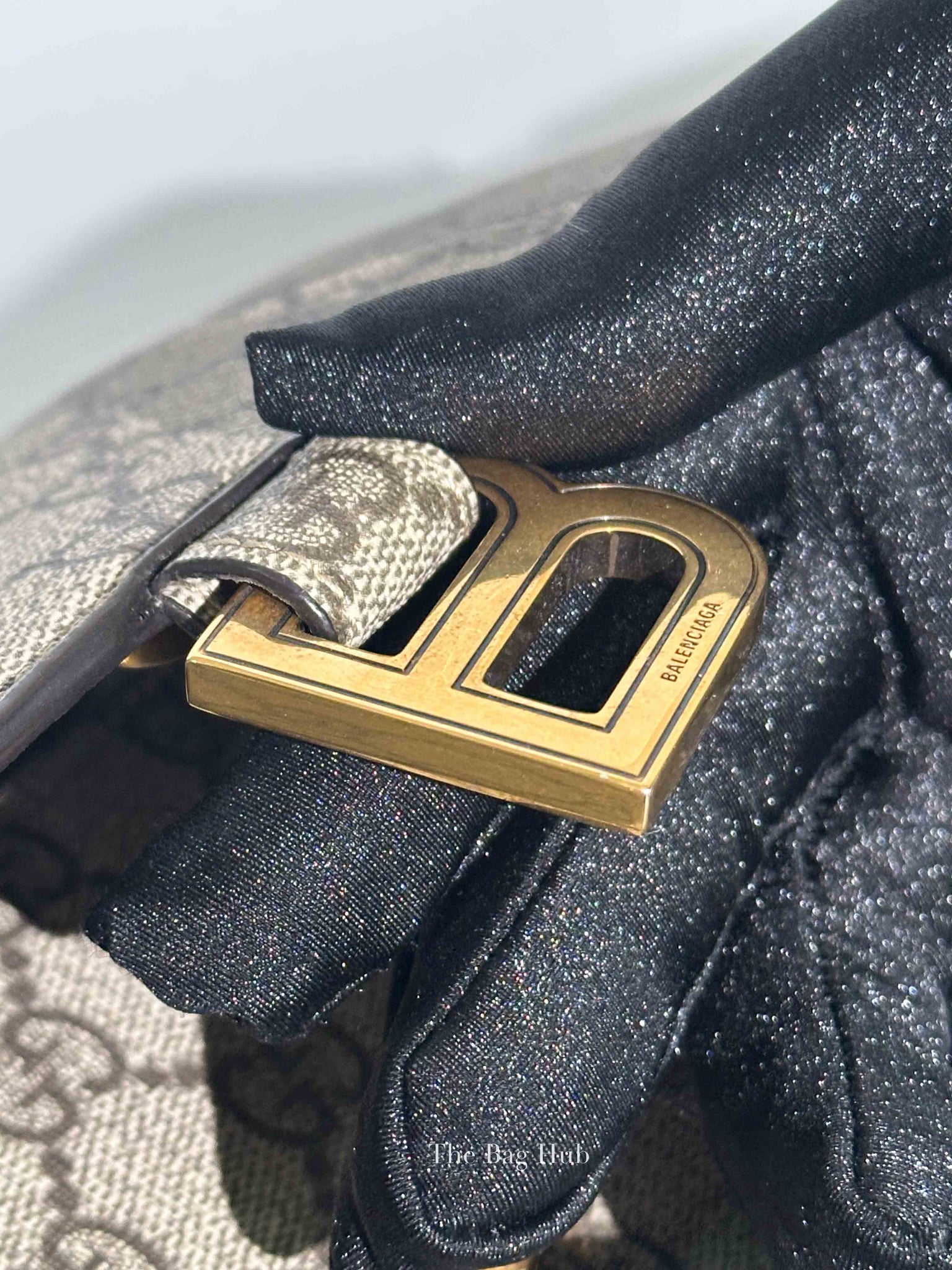 Gucci x Balenciaga Beige/Brown GG Supreme Canvas Hourglass Top Handle Bag