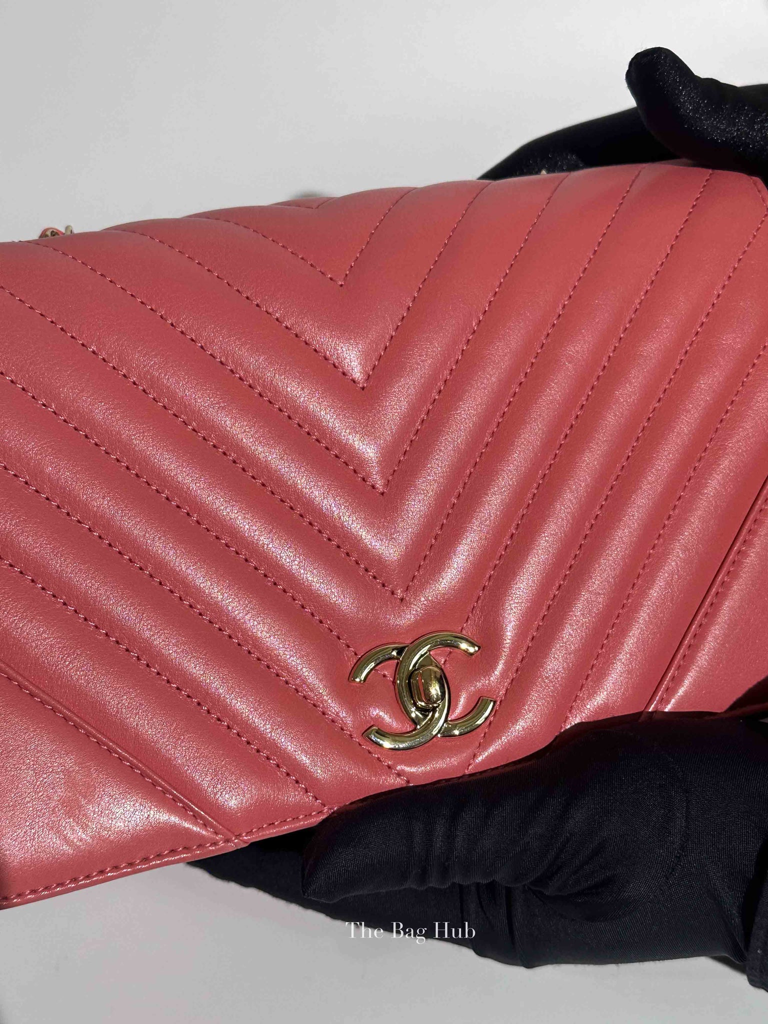 Chanel Pink Lambskin Chevron Statement Large Flap Shoulder Bag