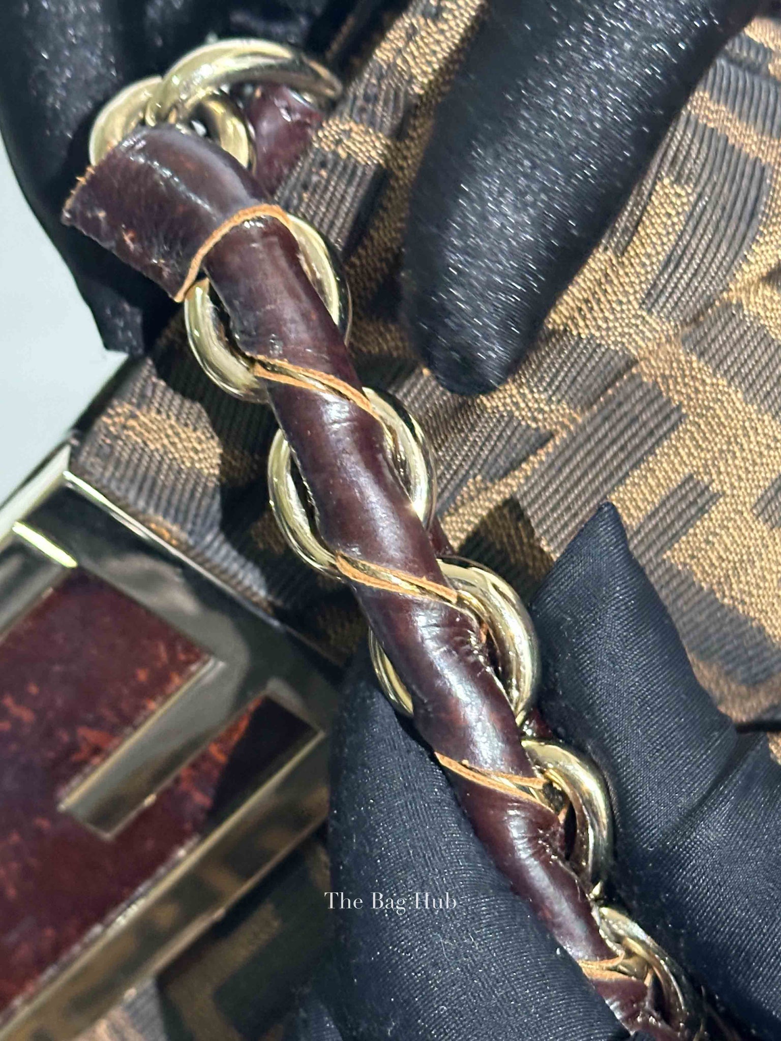 Fendi Brown Monogram Canvas FF Zucca Mia Chain Shoulder Bag