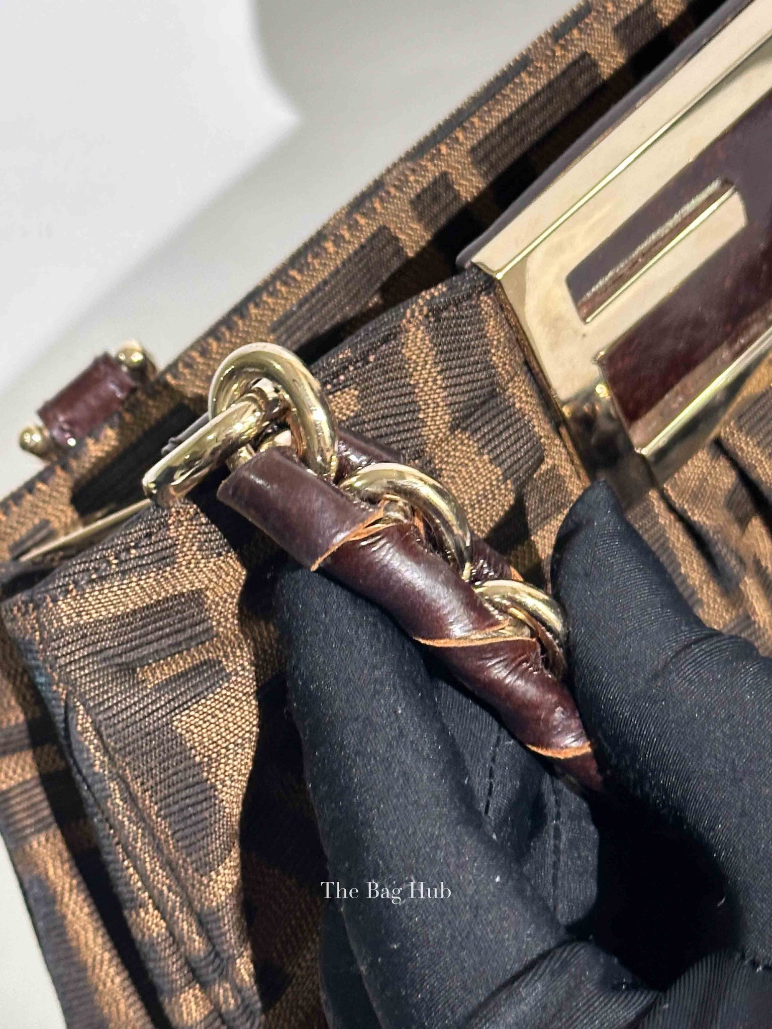 Fendi Brown Monogram Canvas FF Zucca Mia Chain Shoulder Bag