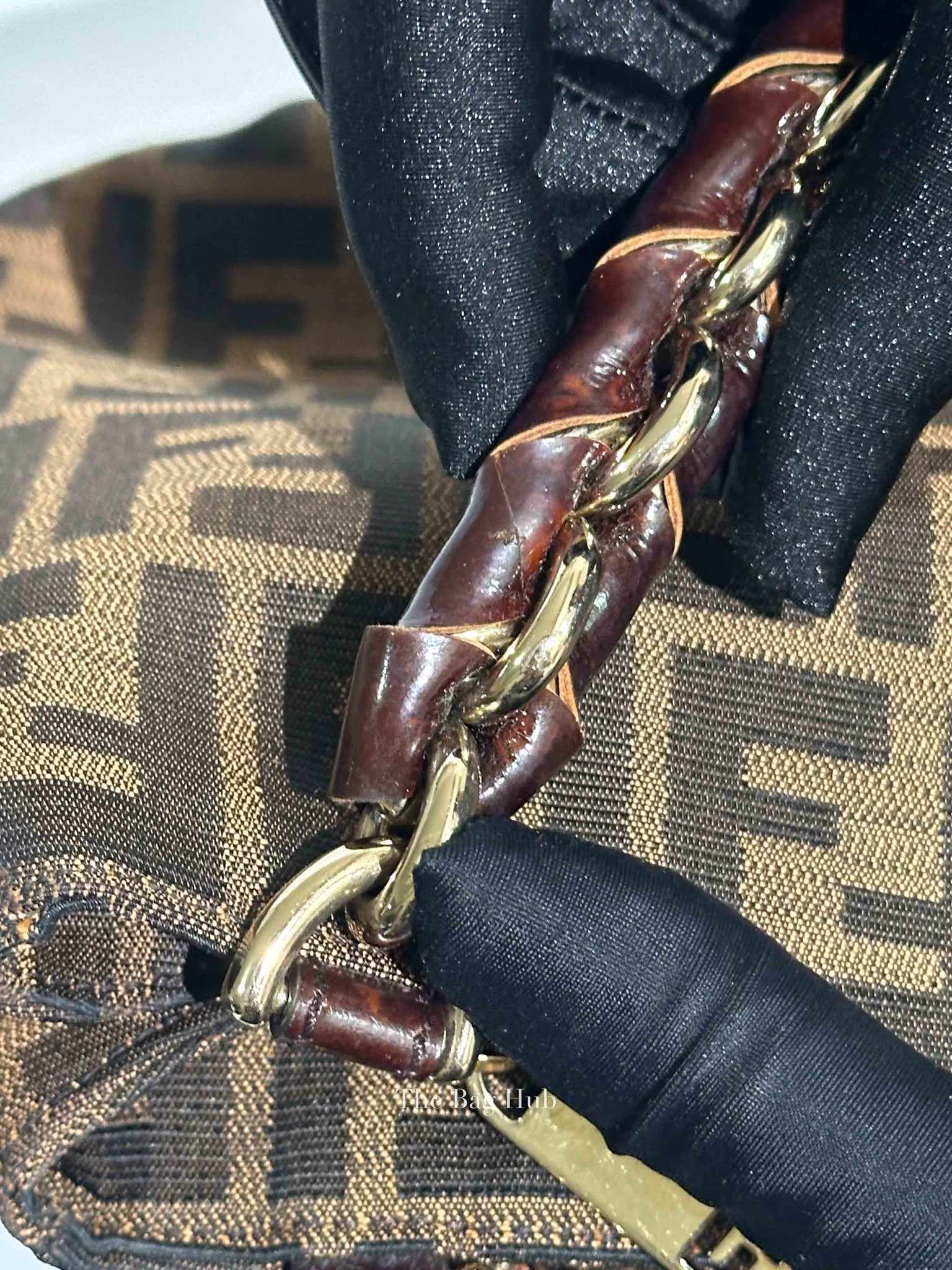 Fendi Brown Monogram Canvas FF Zucca Mia Chain Shoulder Bag