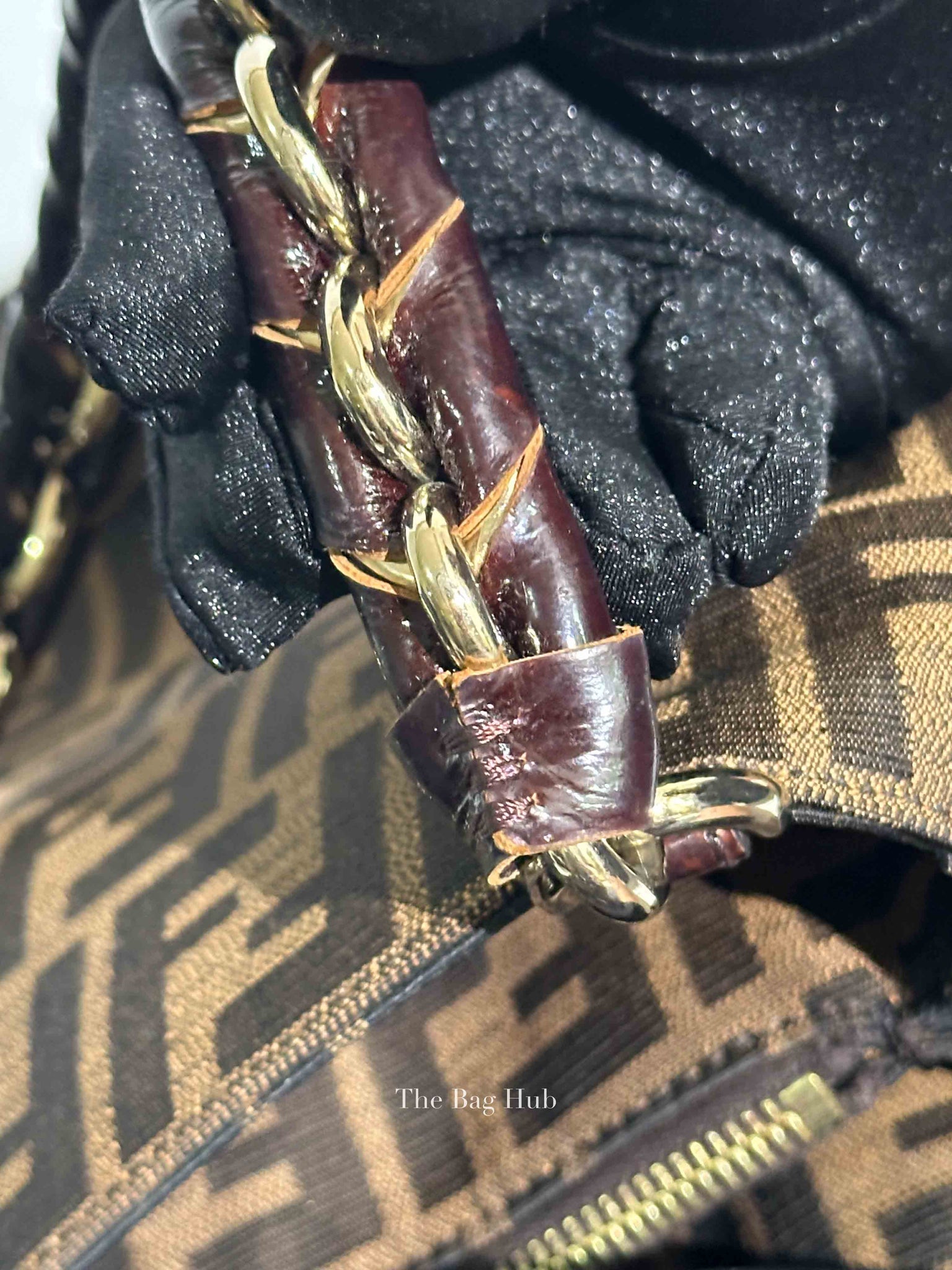 Fendi Brown Monogram Canvas FF Zucca Mia Chain Shoulder Bag