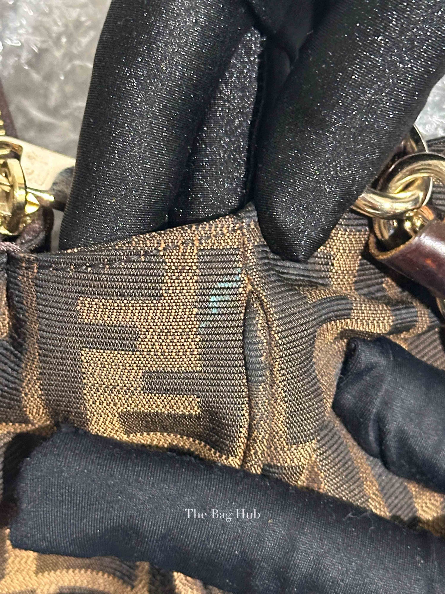 Fendi Brown Monogram Canvas FF Zucca Mia Chain Shoulder Bag