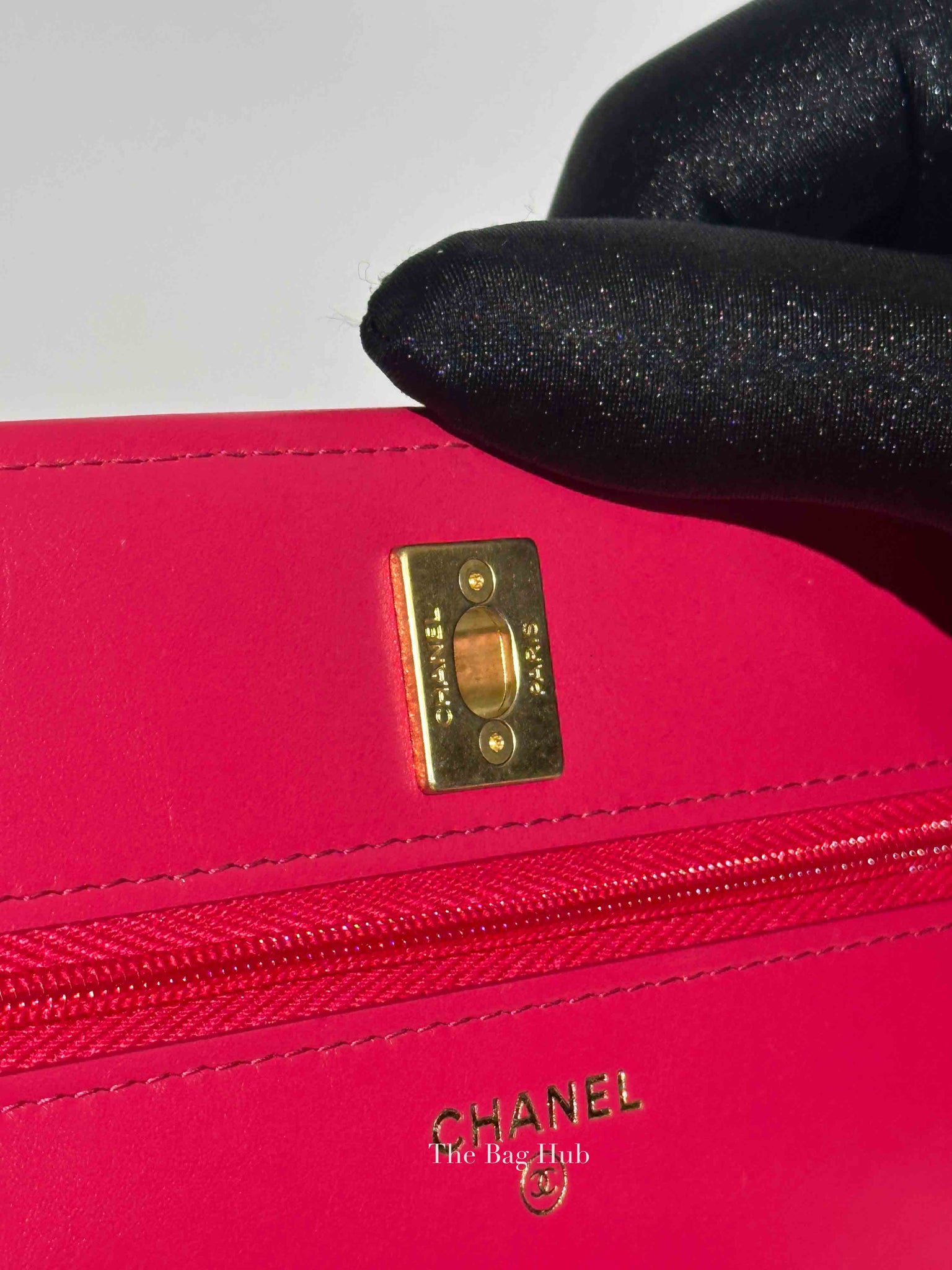 Chanel Pink Lambskin Quilted Wallet on Chain With Handle GHW