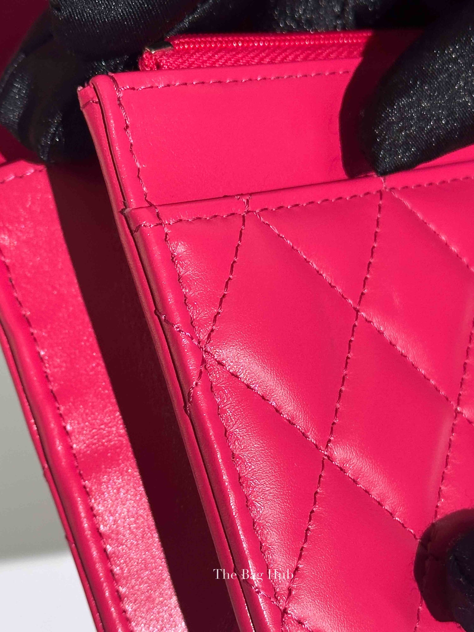 Chanel Pink Lambskin Quilted Wallet on Chain With Handle GHW