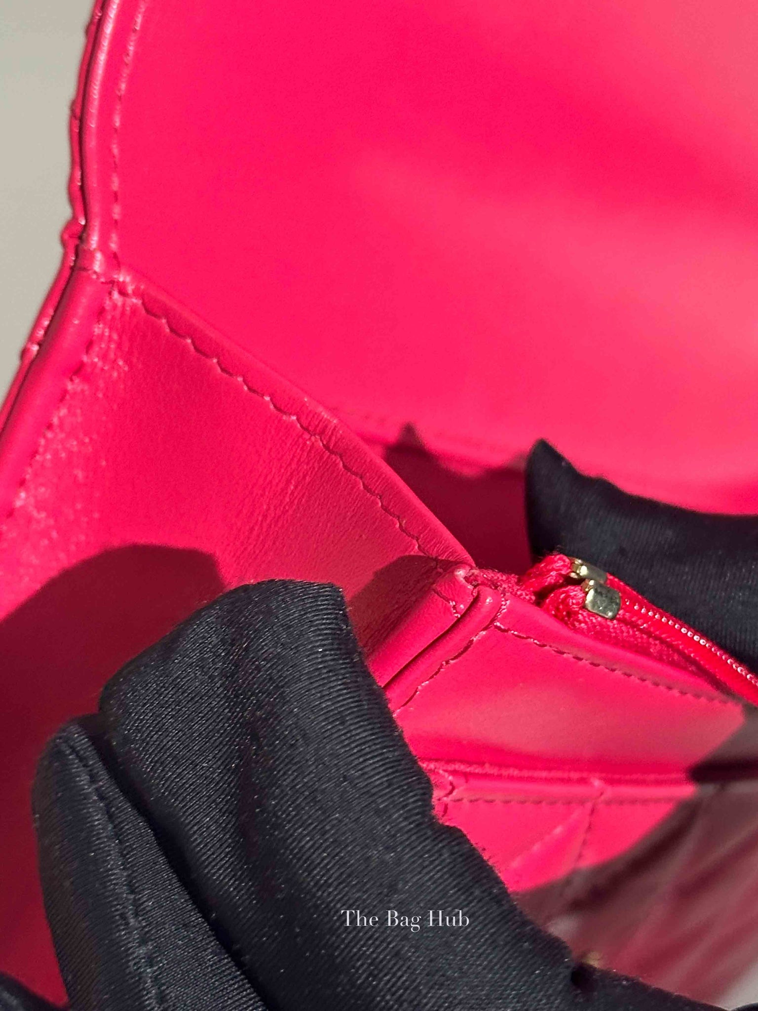 Chanel Pink Lambskin Quilted Wallet on Chain With Handle GHW