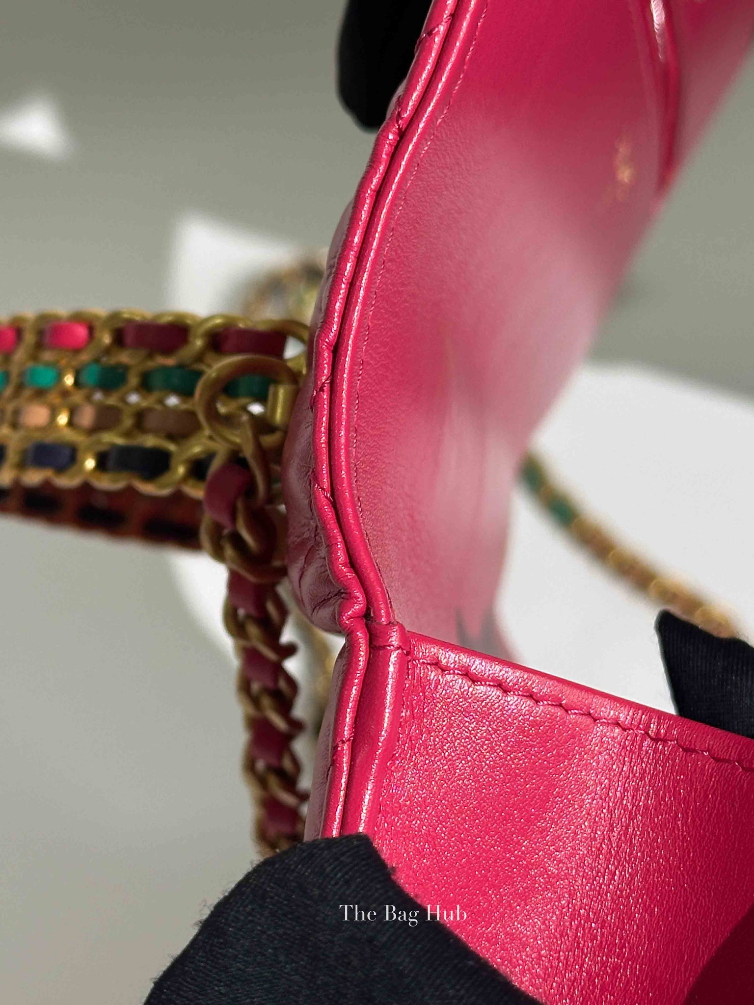 Chanel Pink Lambskin Quilted Wallet on Chain With Handle GHW