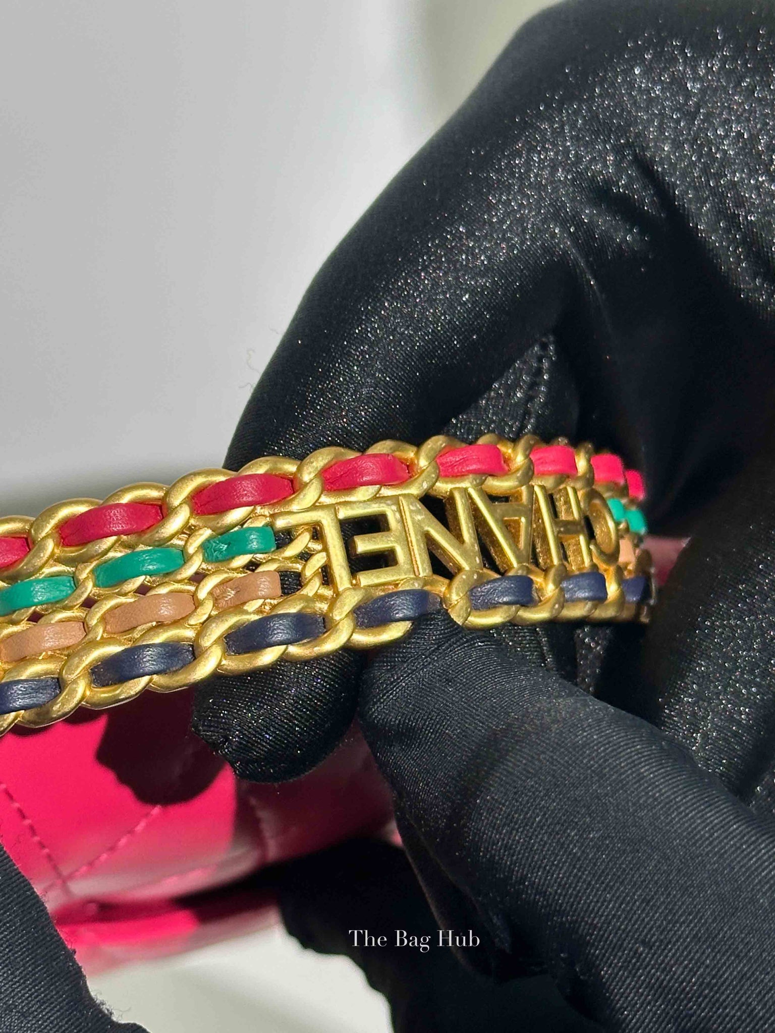 Chanel Pink Lambskin Quilted Wallet on Chain With Handle GHW